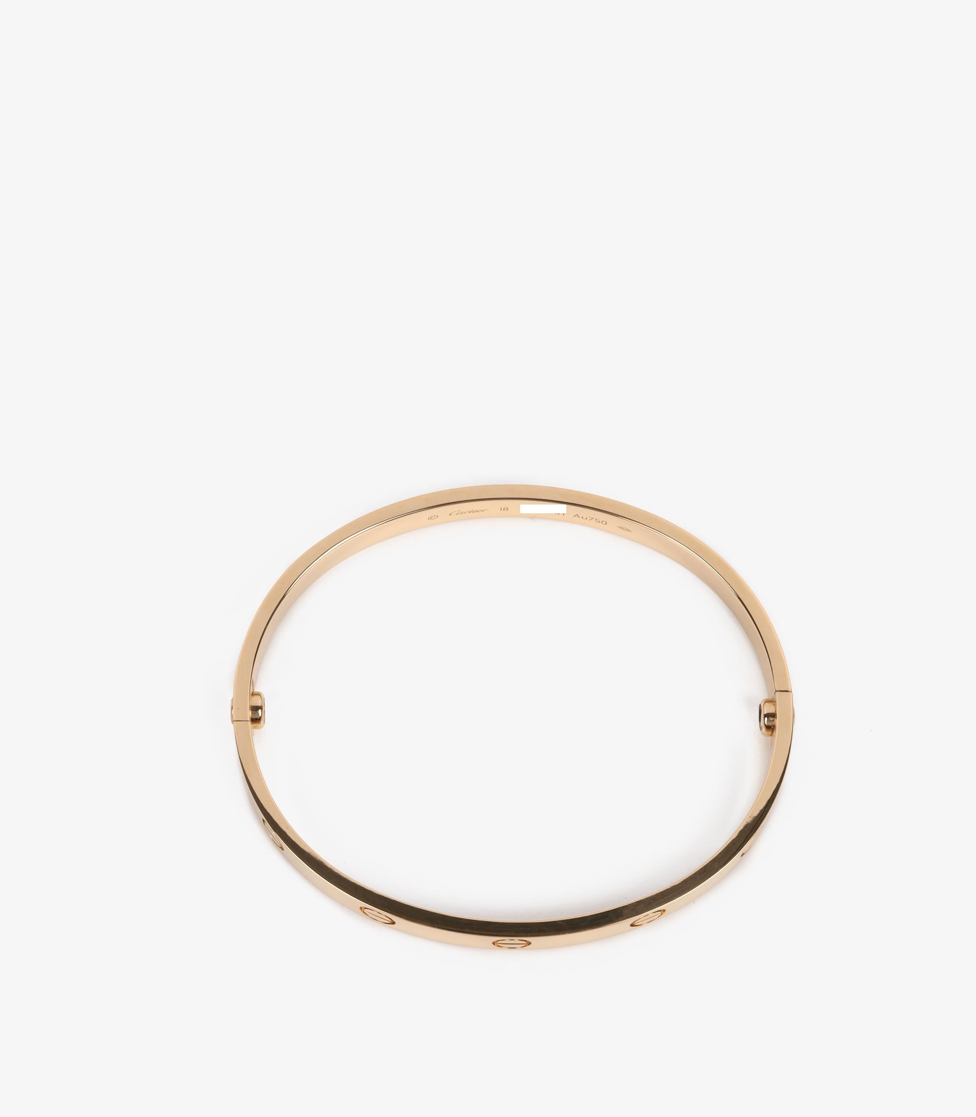 Cartier 18ct Yellow Gold Love Bangle 18cm In Excellent Condition For Sale In Bishop's Stortford, Hertfordshire
