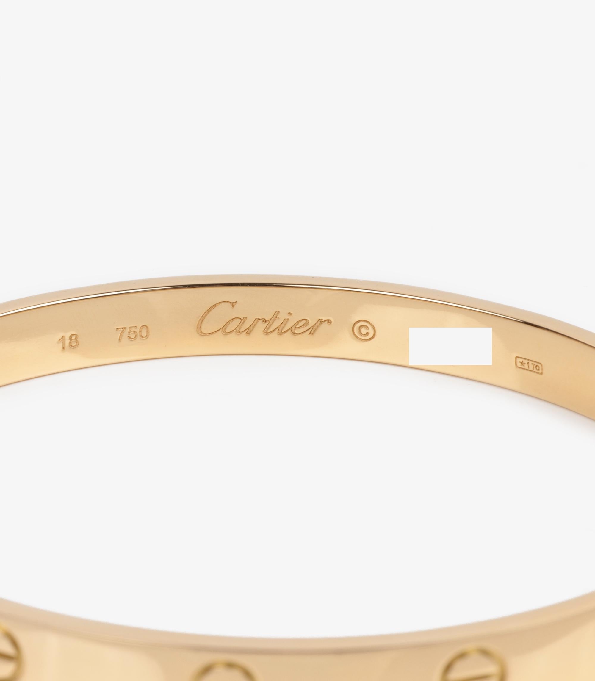 da uomo o donna Cartier Bangle Love in oro giallo 18ct 18cm in vendita