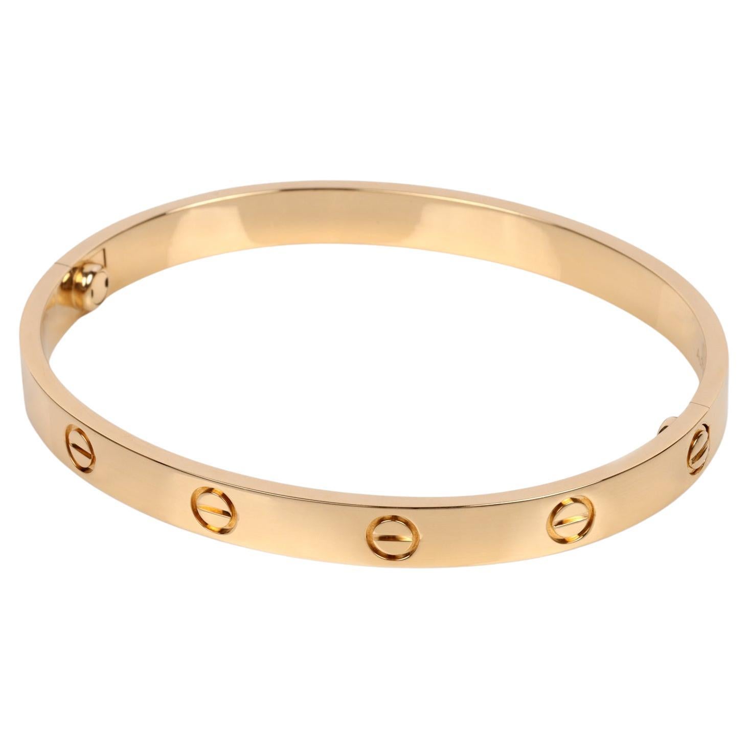 Cartier 18ct Yellow Gold Love Bangle 18cm For Sale