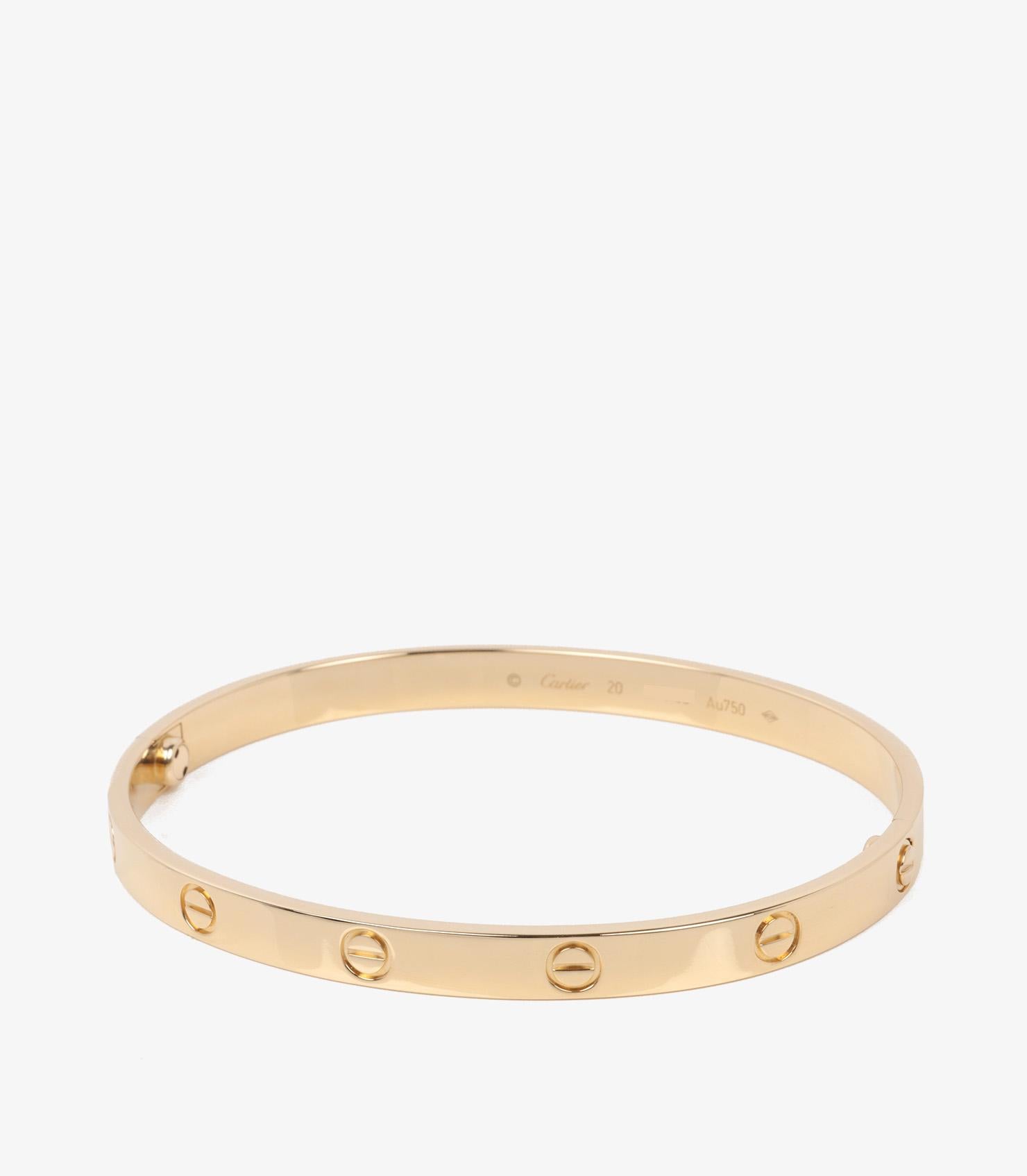 Cartier 18ct Yellow Gold Love Bangle 20cm In Excellent Condition For Sale In Bishop's Stortford, Hertfordshire