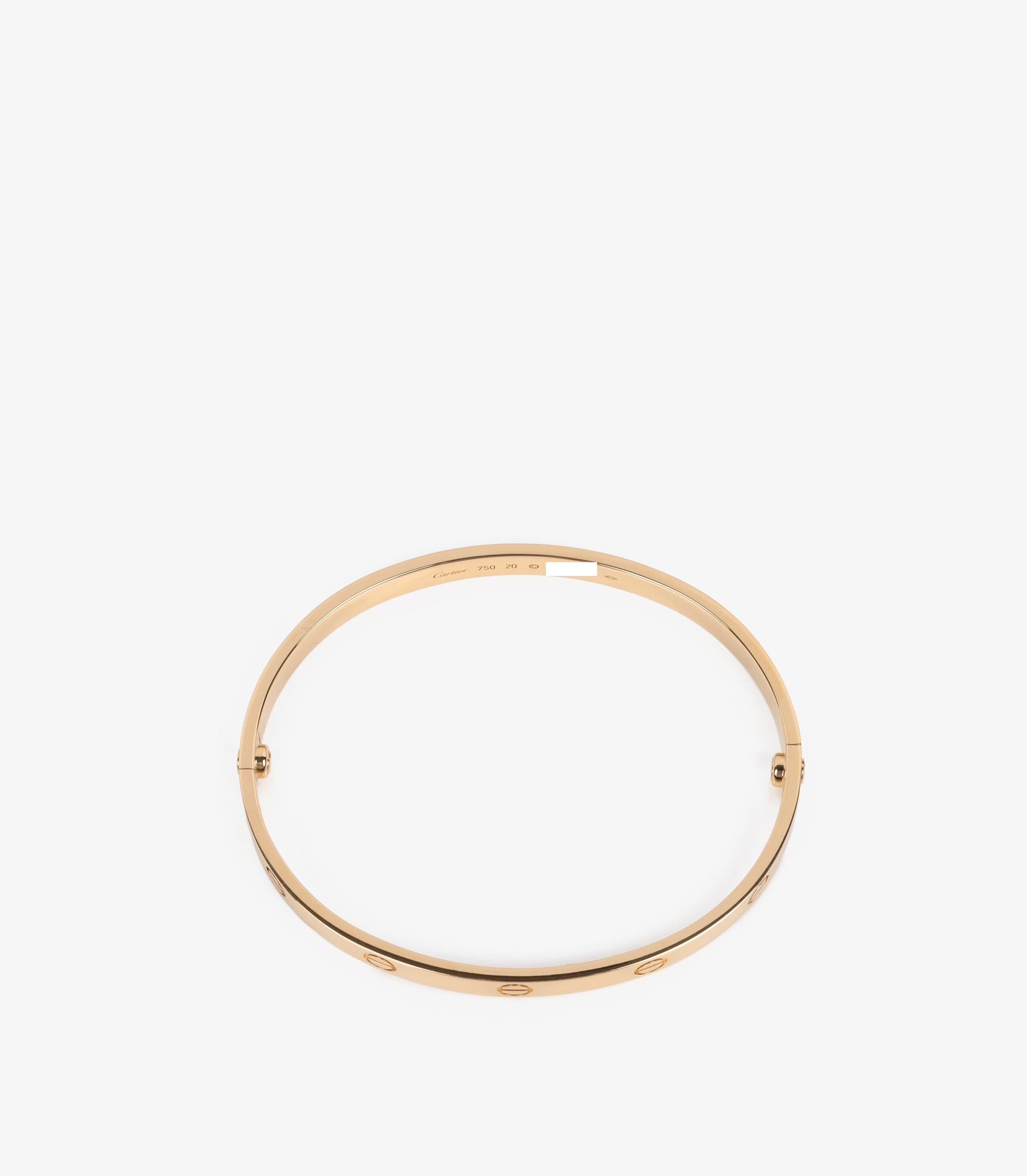 Cartier 18 Karat Gelbgold Love Armreif 20cm im Zustand „Hervorragend“ im Angebot in Bishop's Stortford, Hertfordshire