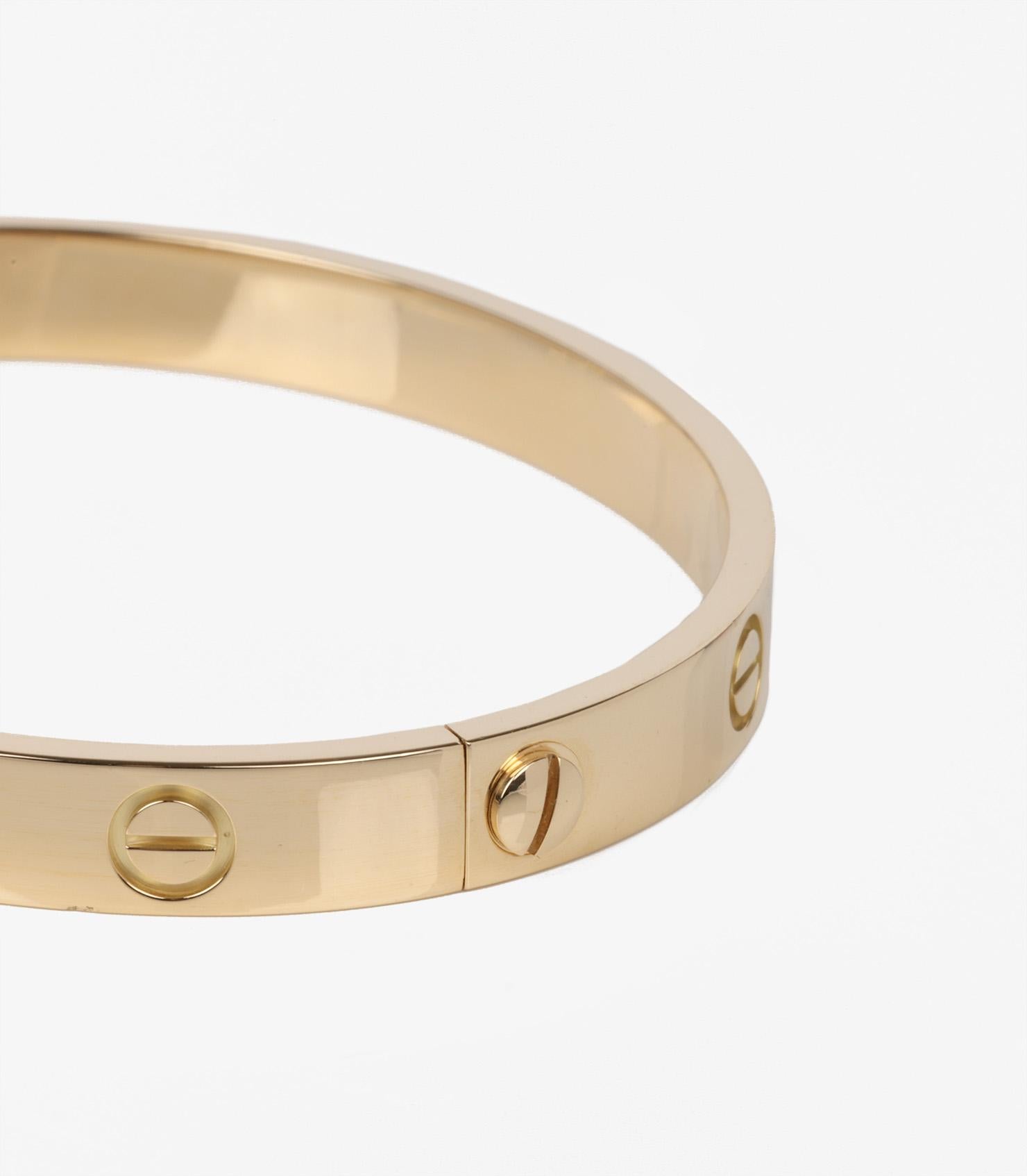 Cartier 18ct Yellow Gold Love Bangle In Excellent Condition In Bishop's Stortford, Hertfordshire