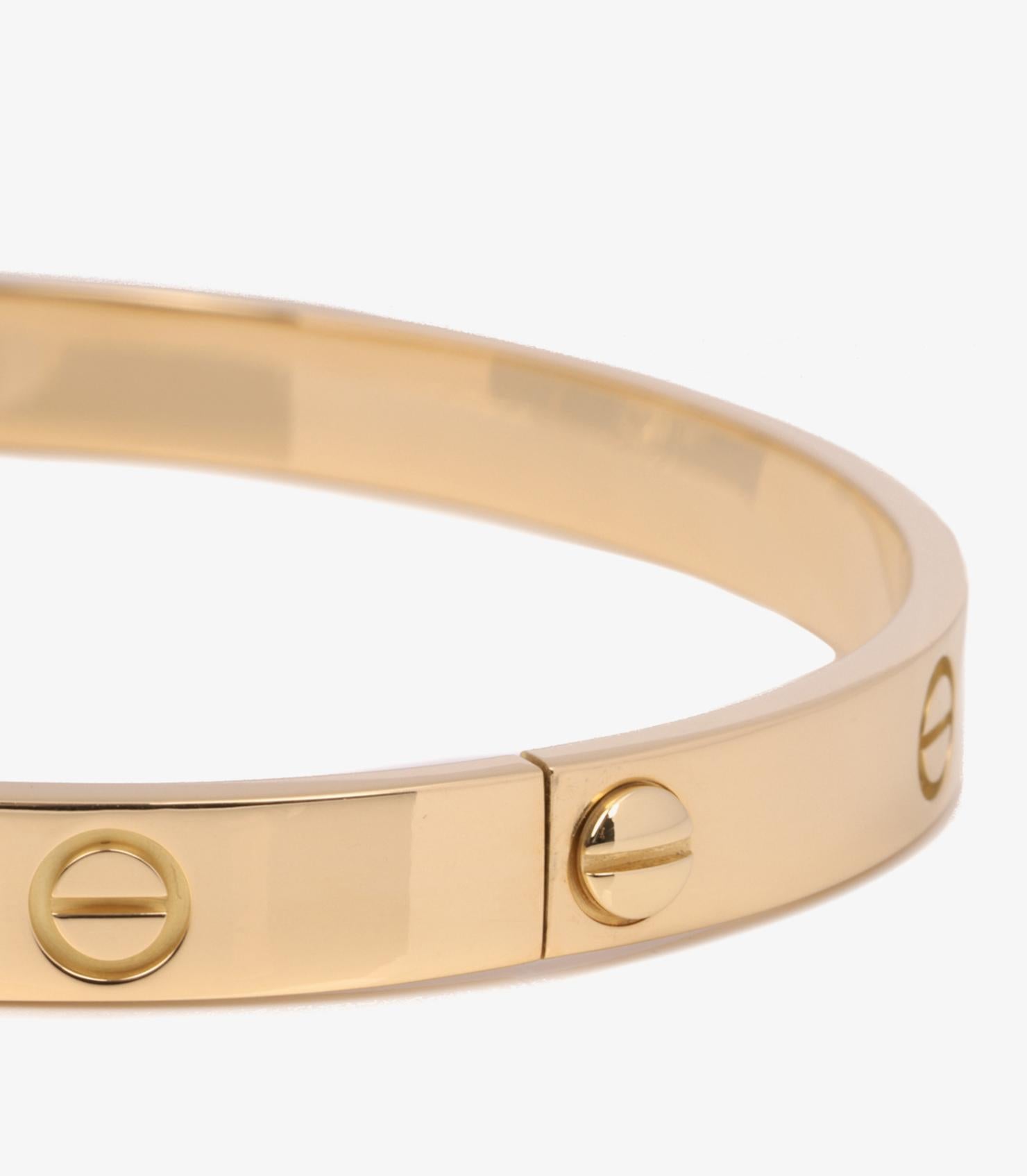 Cartier 18ct Yellow Gold Love Bangle In Excellent Condition In Bishop's Stortford, Hertfordshire