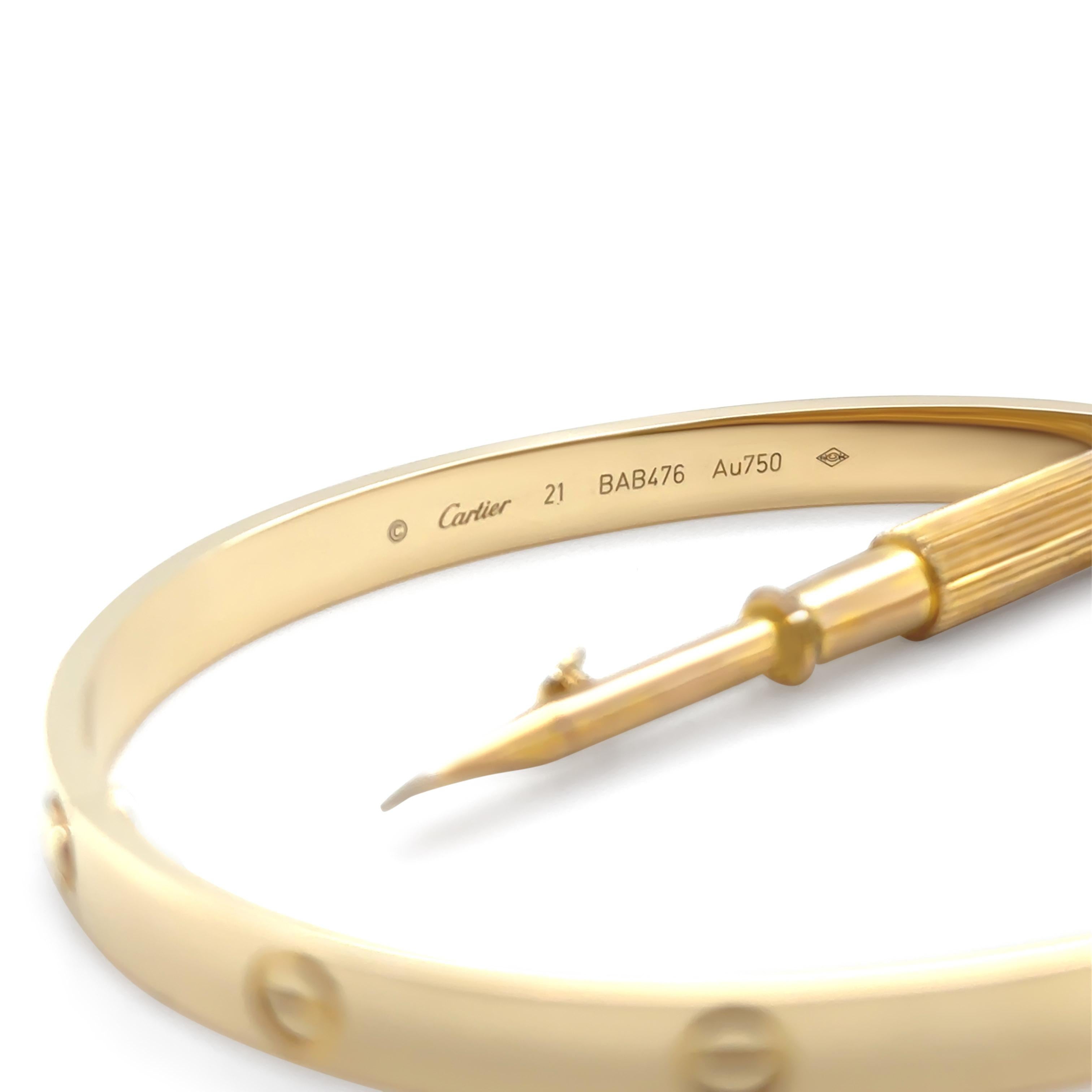 Cartier 18ct Oro Amarillo Pulsera Amor Modelo Clásico 39.06g en venta 1