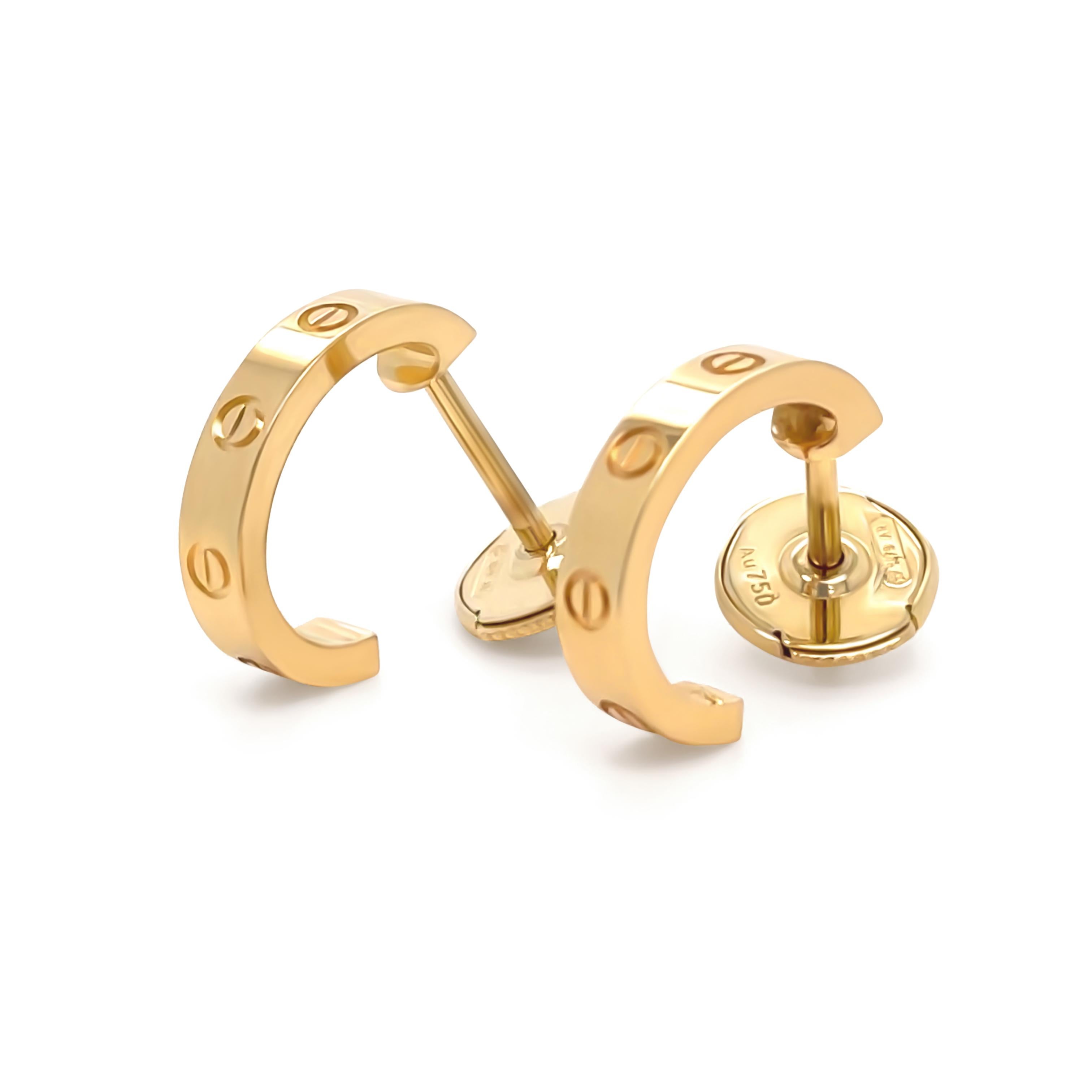 Donna Cartier Orecchini a cerchio Love in oro giallo 18ct Modello piccolo 3,55g in vendita