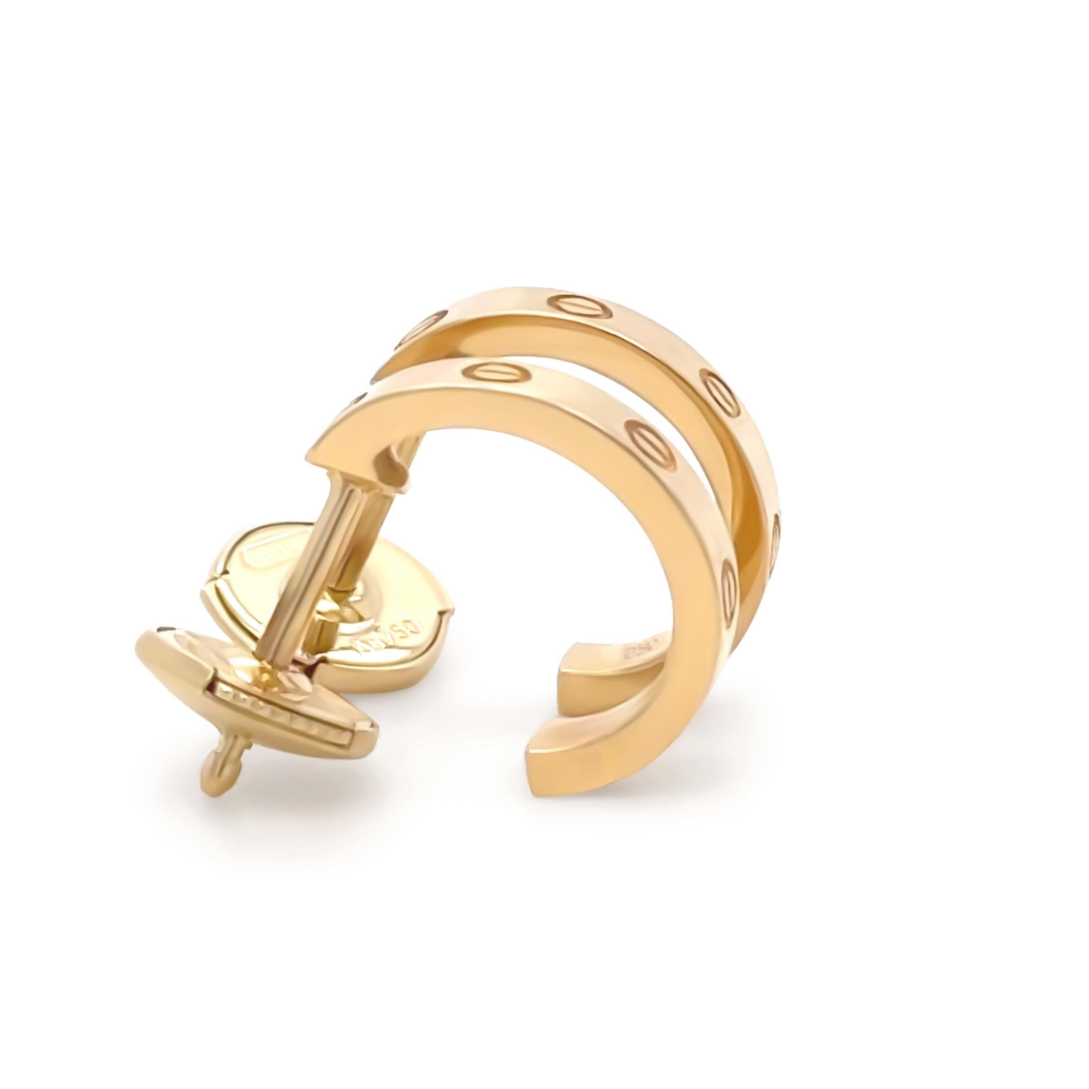 Cartier Orecchini a cerchio Love in oro giallo 18ct Modello piccolo 3,55g in vendita 2