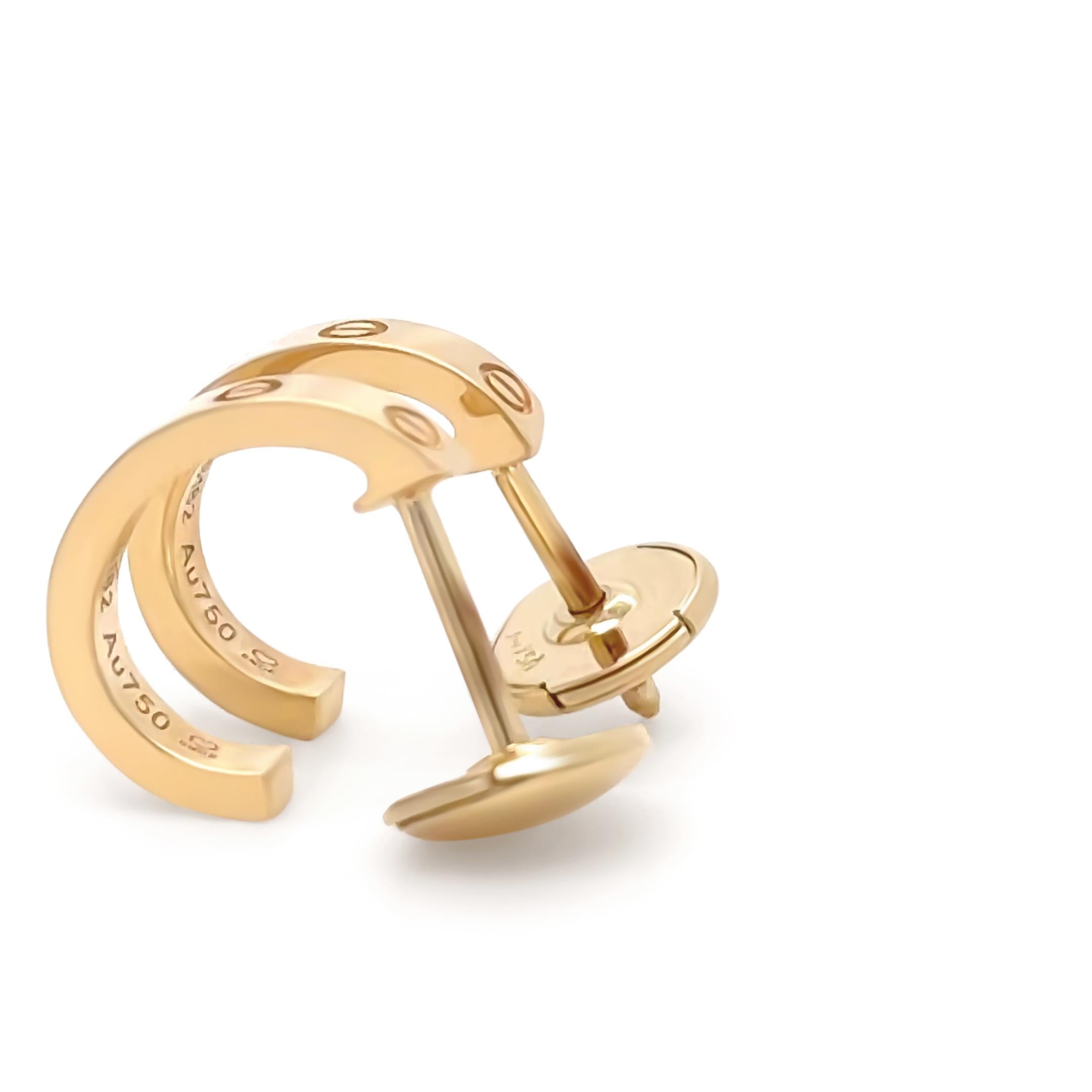 Cartier Orecchini a cerchio Love in oro giallo 18ct Modello piccolo 3,55g in vendita 3