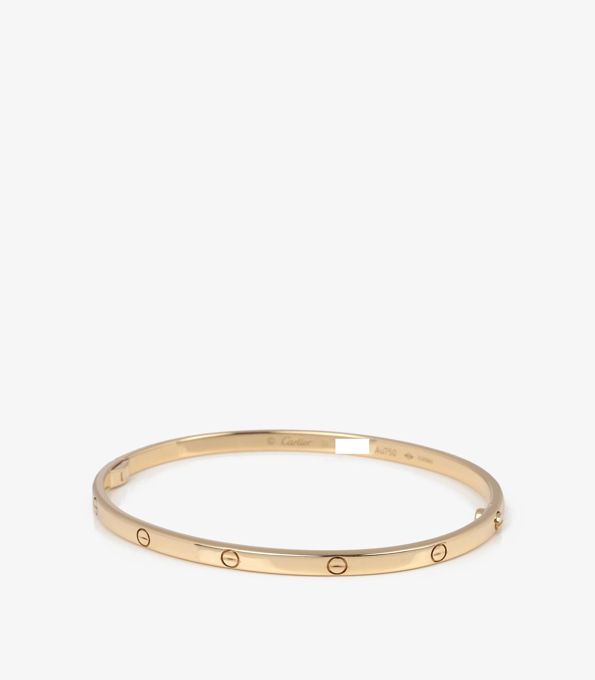 Cartier 18ct Yellow Gold Love SM Bangle In Excellent Condition In Bishop's Stortford, Hertfordshire