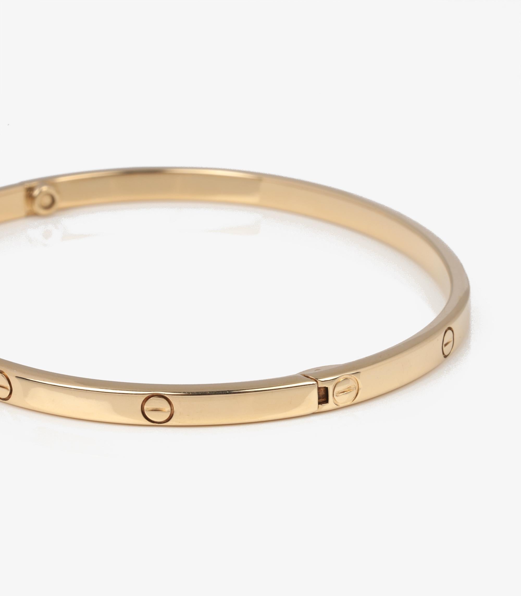 Women's Cartier 18ct Yellow Gold Love SM Bangle For Sale