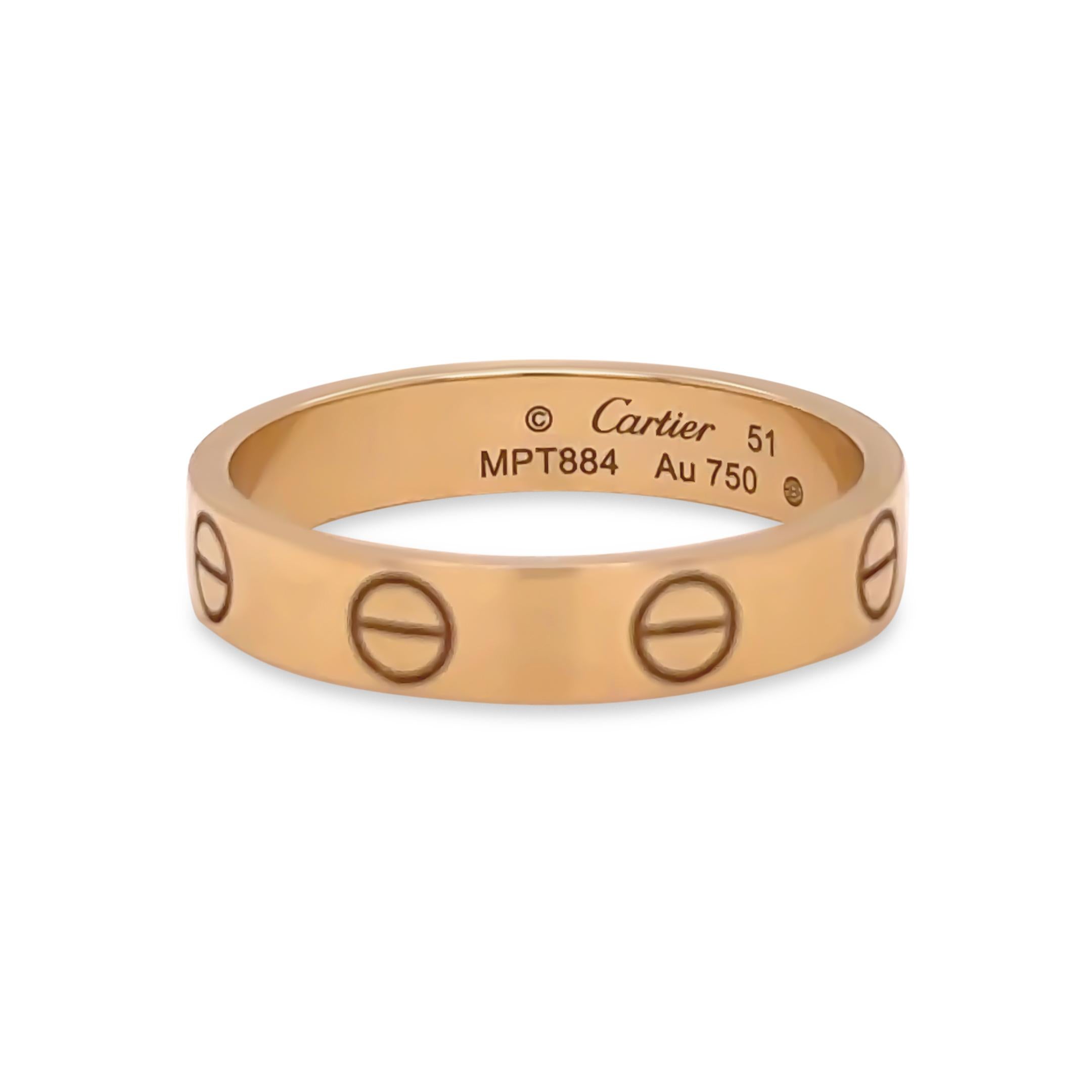 This iconic Cartier Love ring is crafted in 18ct yellow gold, embodying timeless elegance and commitment. The minimalist band is detailed with the signature screw motifs, symbolic of enduring love and the maison’s classic design language.

Metal: