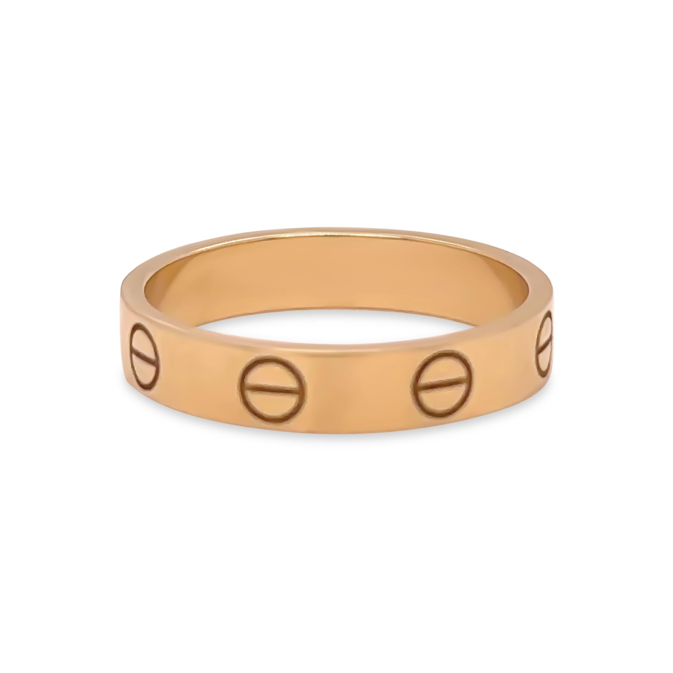 Cartier 18ct Yellow Gold Love Wedding Band 3.19g In Excellent Condition For Sale In SYDNEY, NSW
