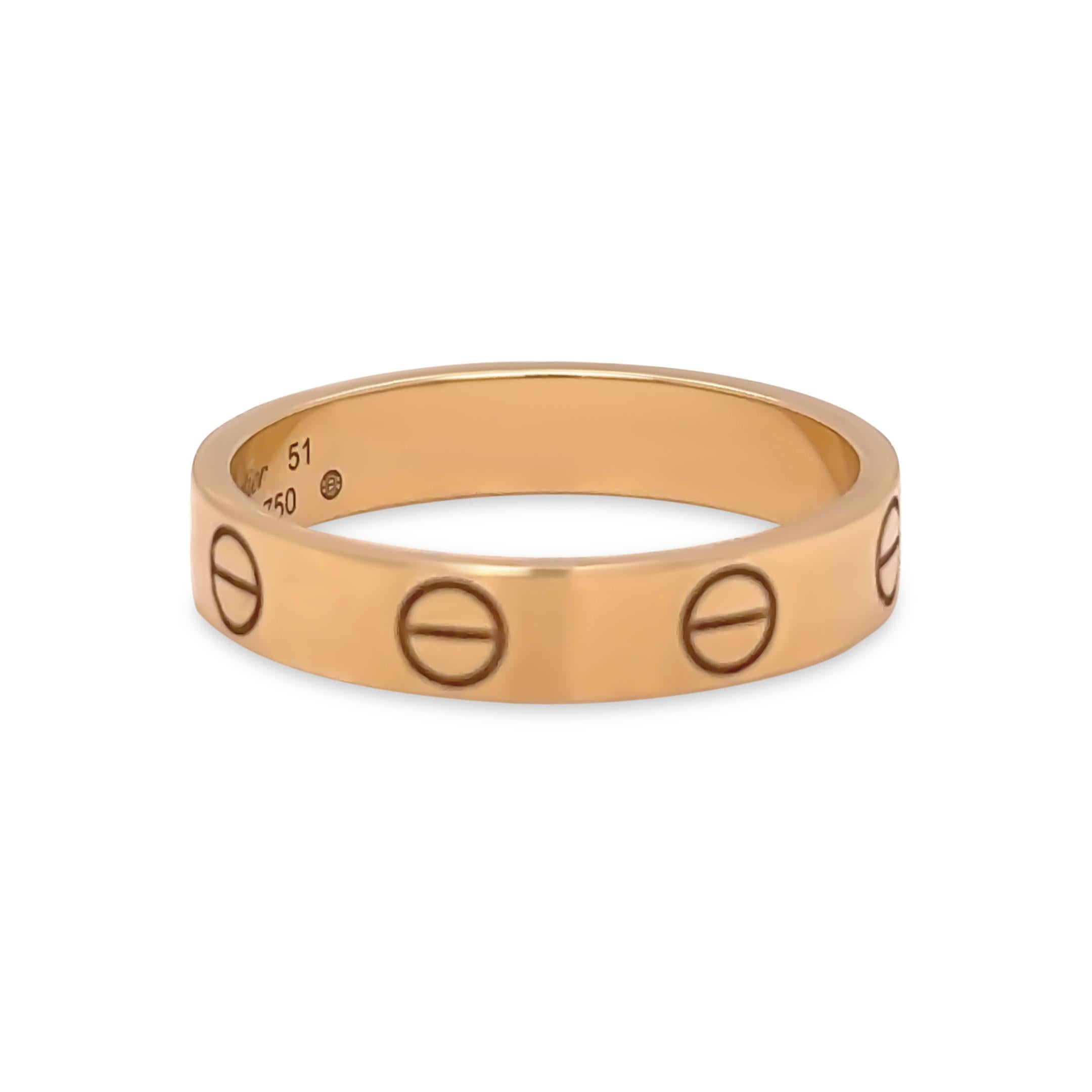 Women's Cartier 18ct Yellow Gold Love Wedding Band 3.19g For Sale