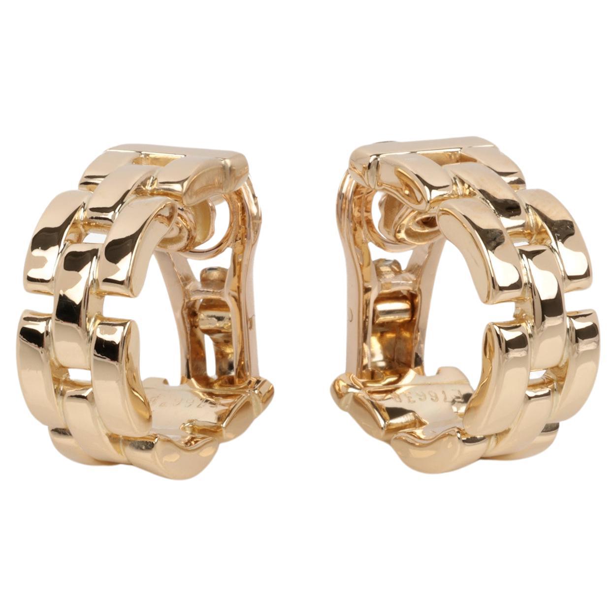 Cartier 18ct Yellow Gold Maillon Earrings For Sale