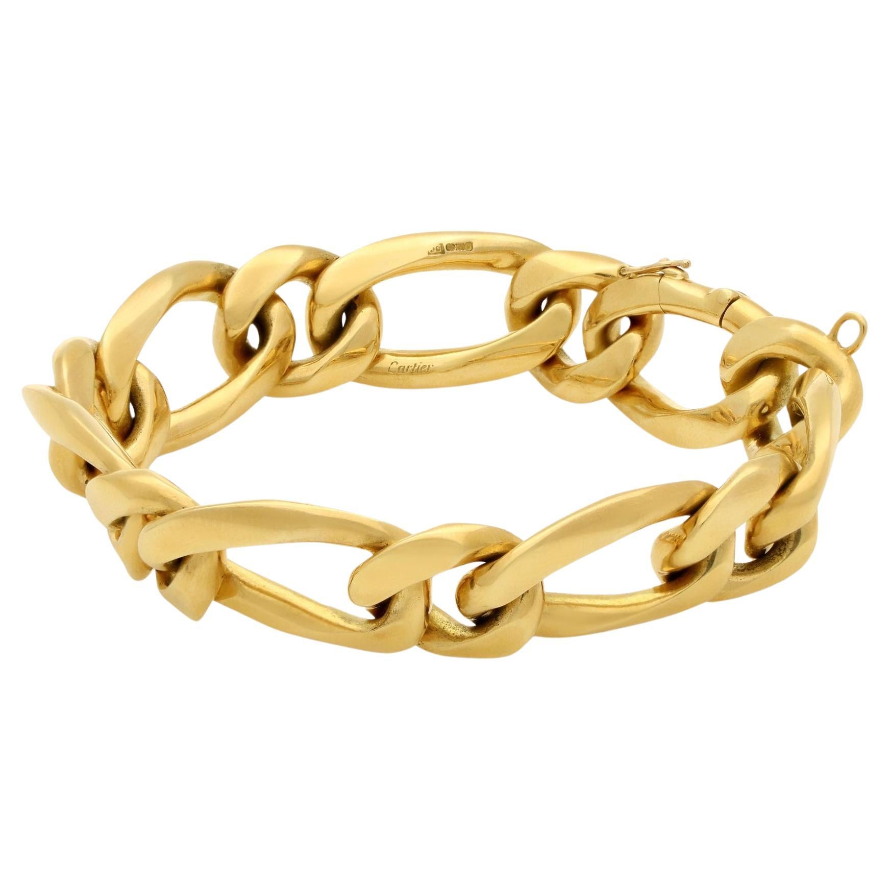 Cartier 18ct Yellow Gold Oval Curb Link Bracelet Circa 2001 For Sale at ...