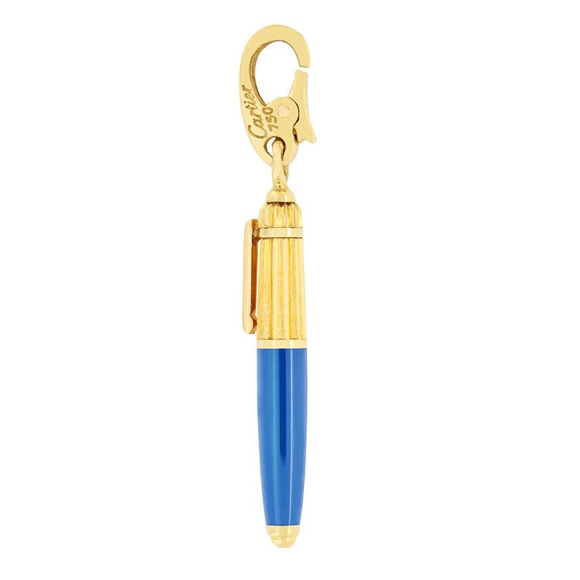 Modern Cartier 18ct Yellow Gold Pasha Fountain Pen Charm For Sale