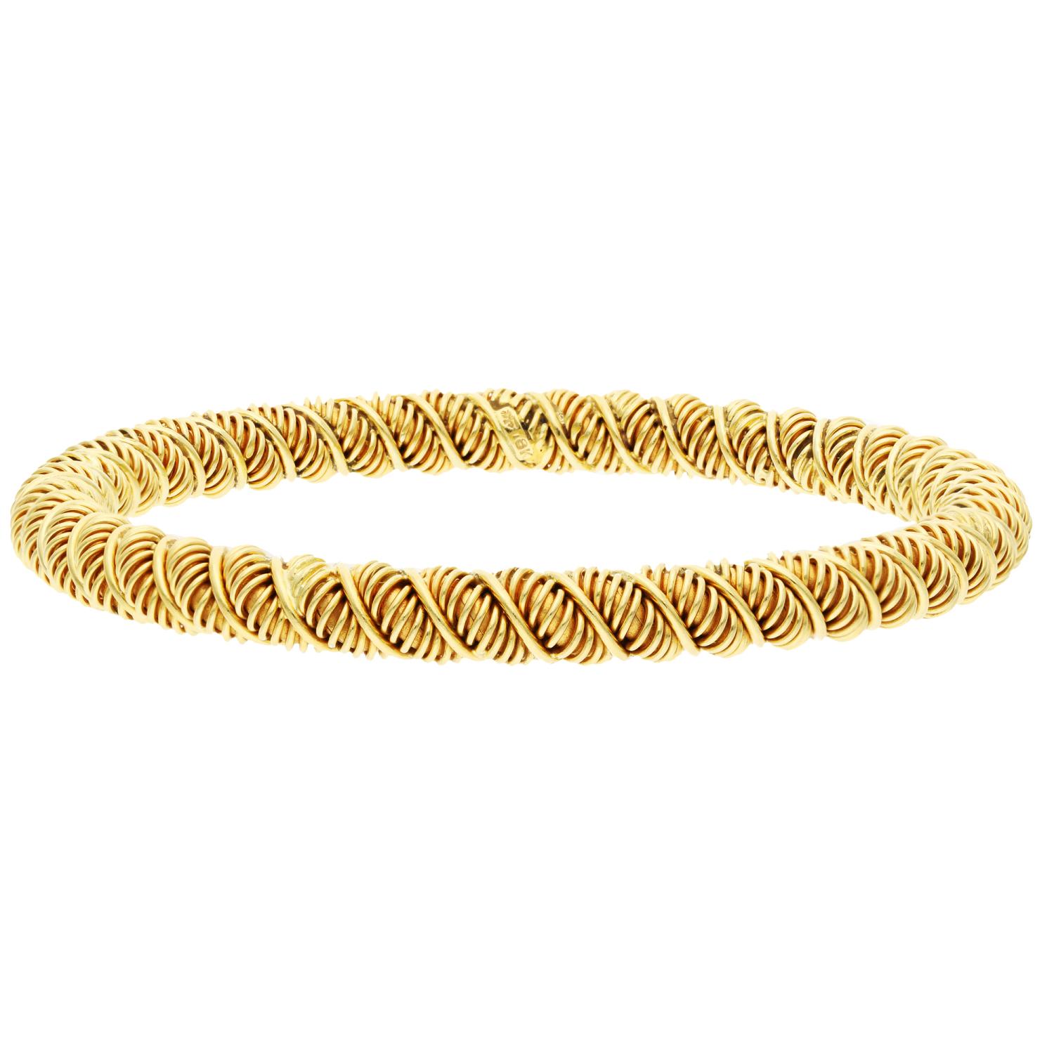 Women's or Men's Cartier 18ct Yellow Gold Rope Twist Bangle For Sale