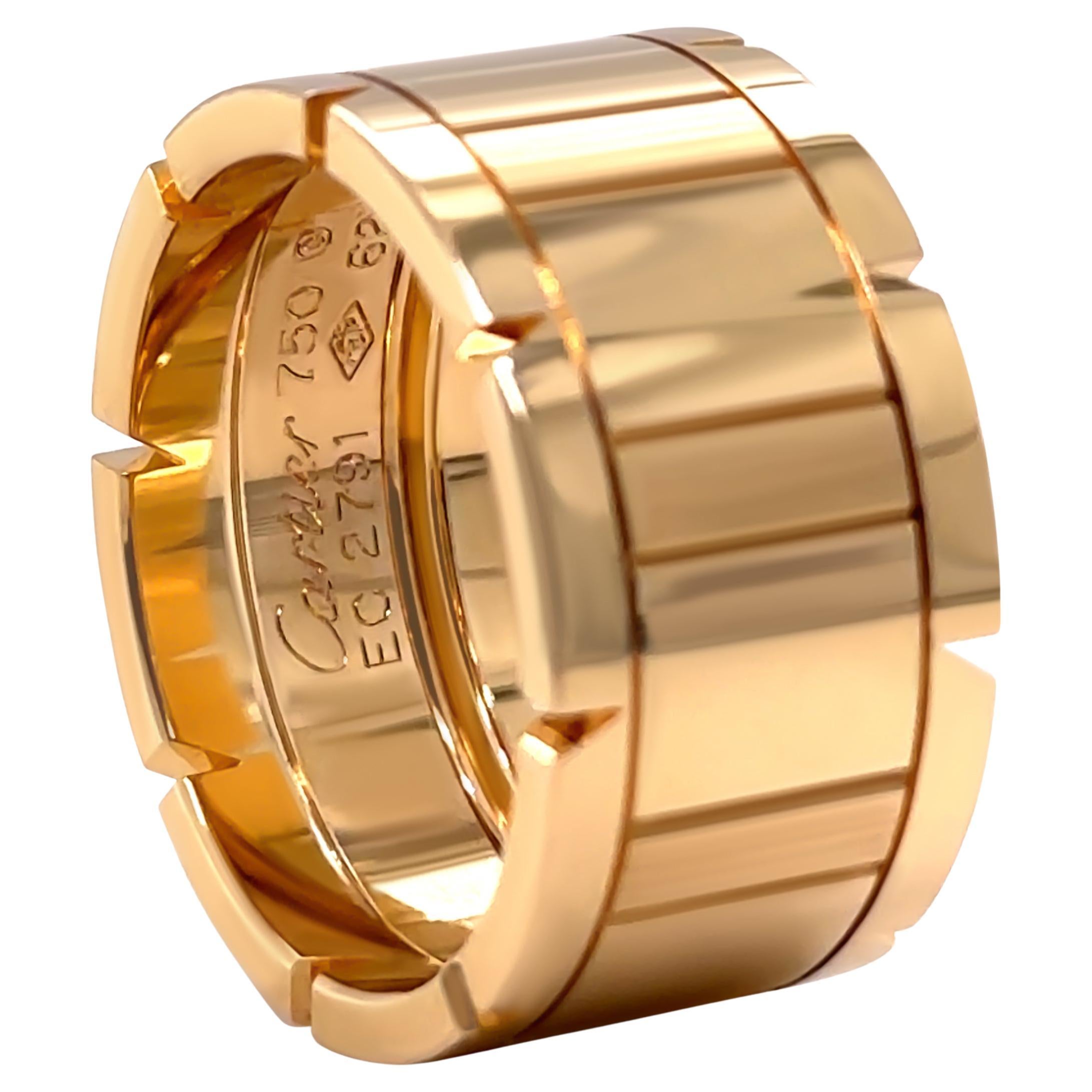This iconic Cartier Tank Francaise ring is crafted in luxurious 18ct yellow gold, showcasing the bold, structured elegance that defines the Tank Francaise collection. Made in France, this timeless piece reflects Cartier’s exceptional craftsmanship