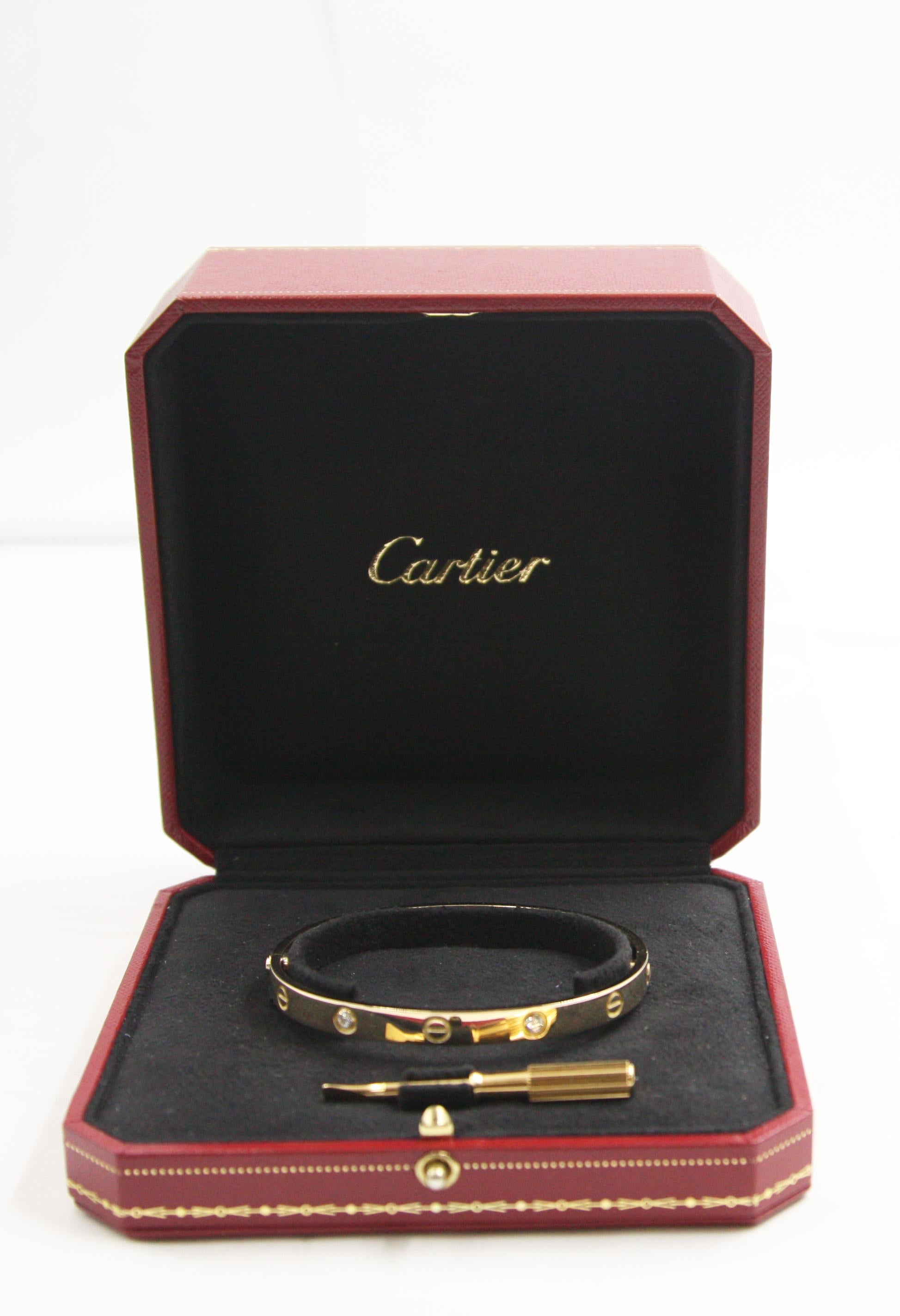 Cartier 18 Karat 4 Diamonds Yellow Gold Love Bracelet 2