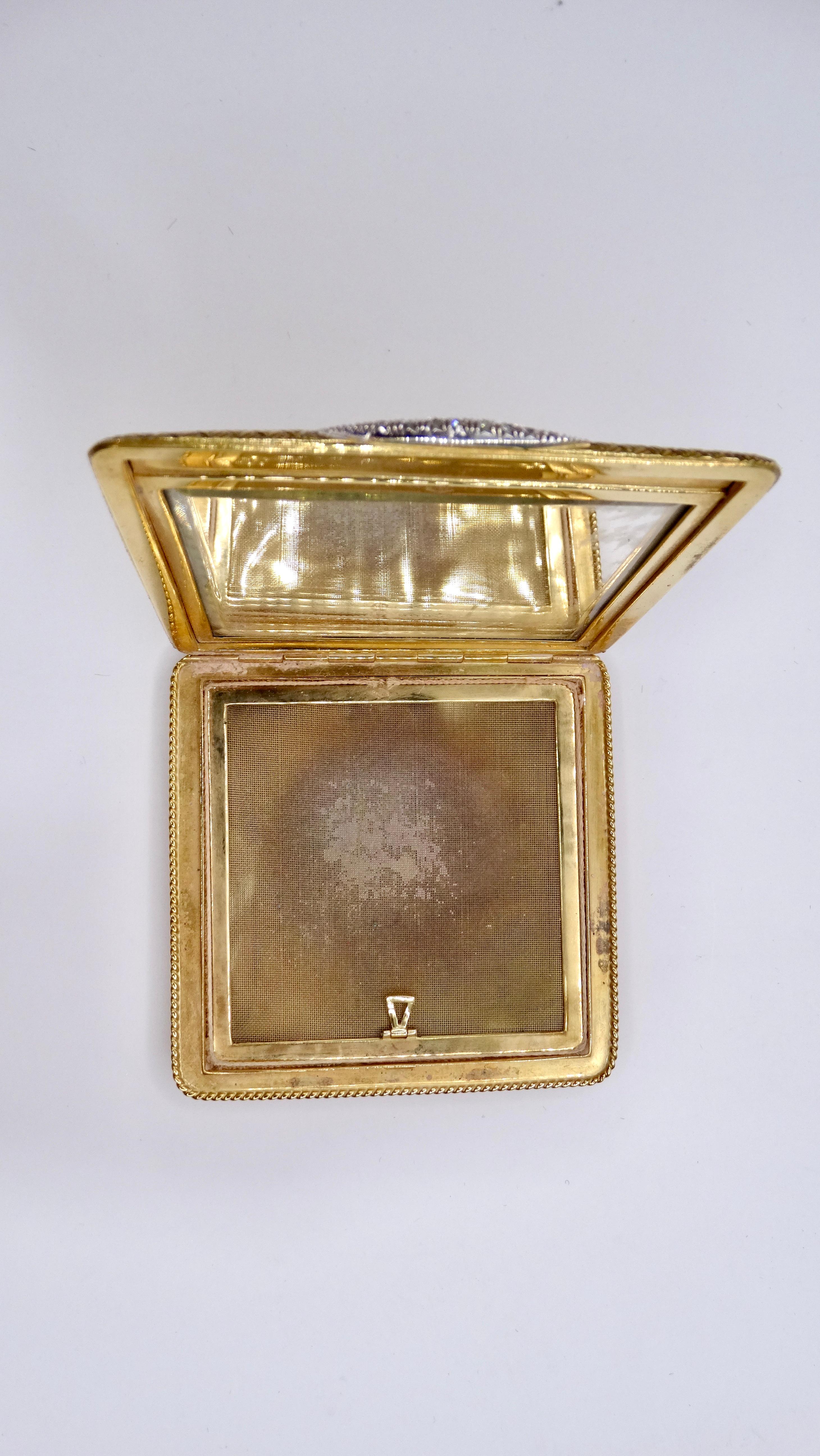 Mixed Cut Cartier 18k 750 Yellow Gold and Diamond Compact For Sale