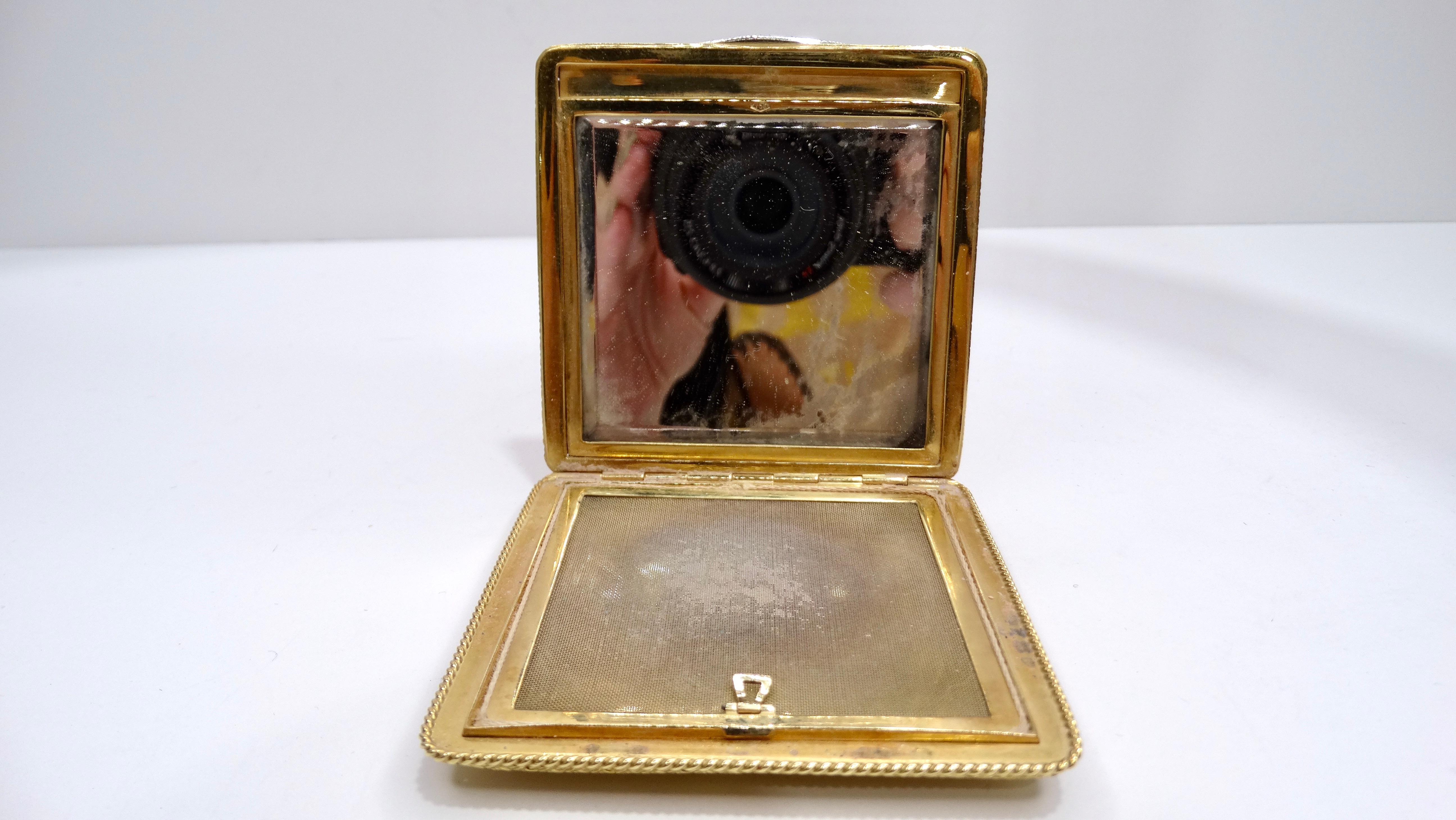 Cartier Poudrier en or jaune 18 carats 750 et diamants en vente 3