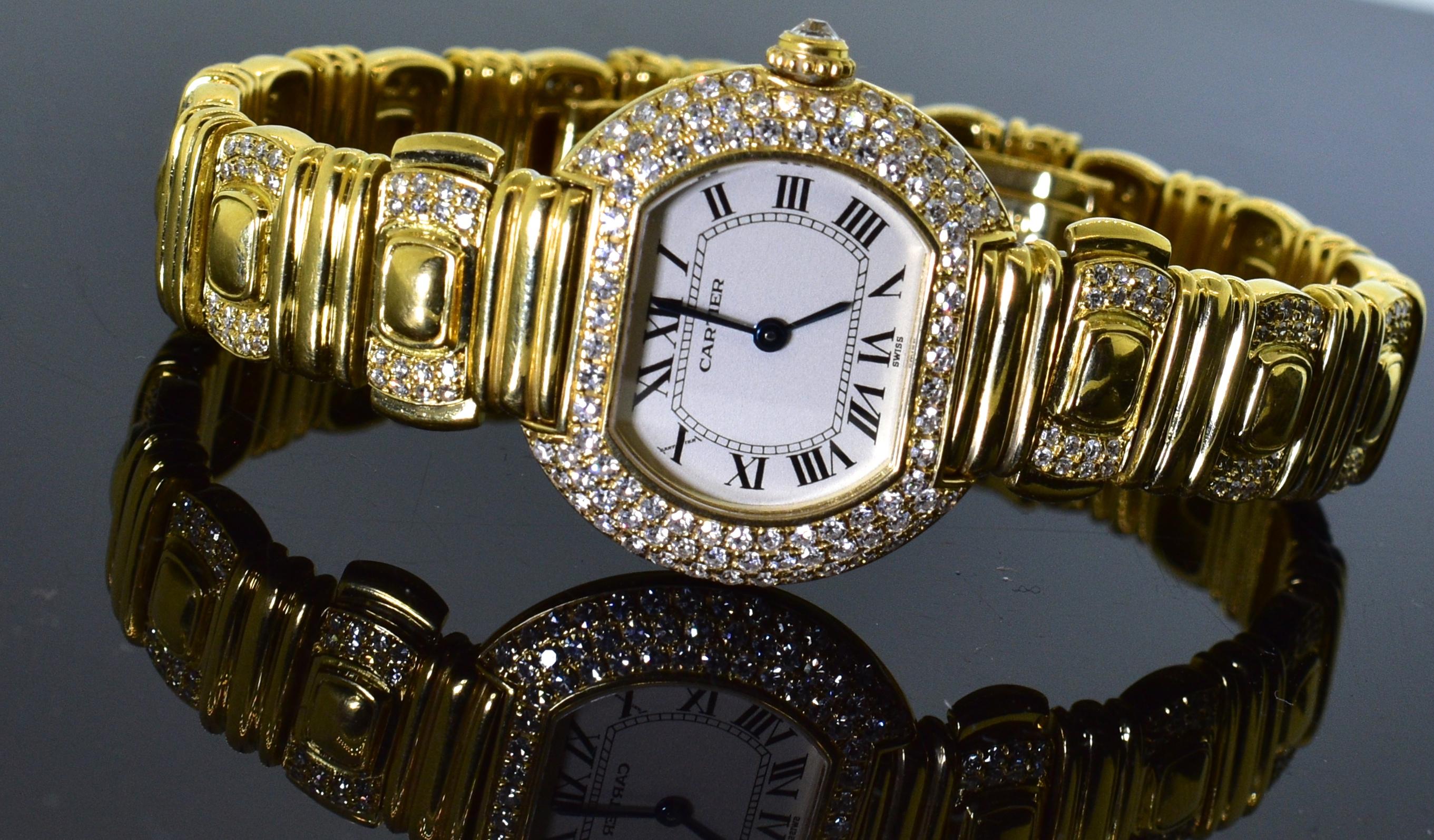 Cartier 18 Karat and Diamond Wristwatch or Bracelet 5