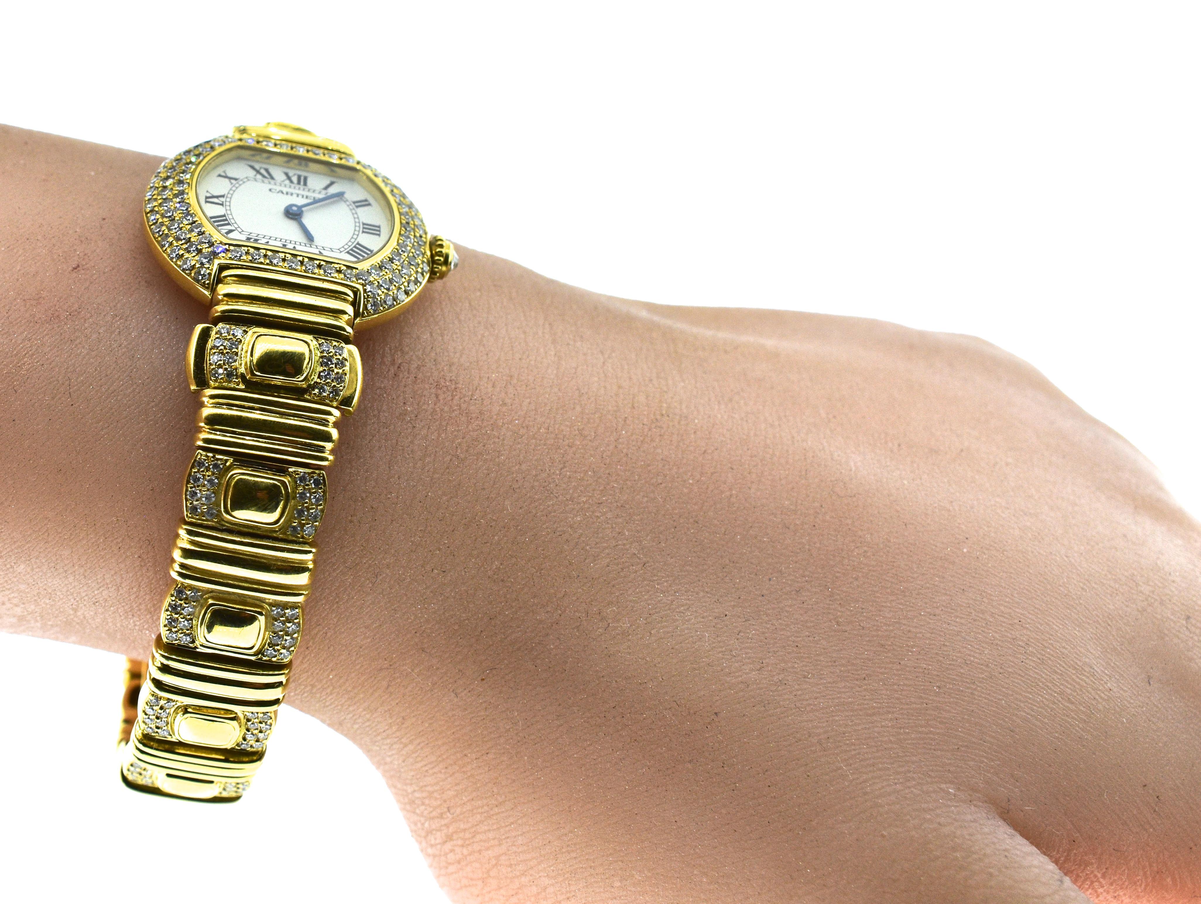 Cartier 18 Karat and Diamond Wristwatch or Bracelet 7