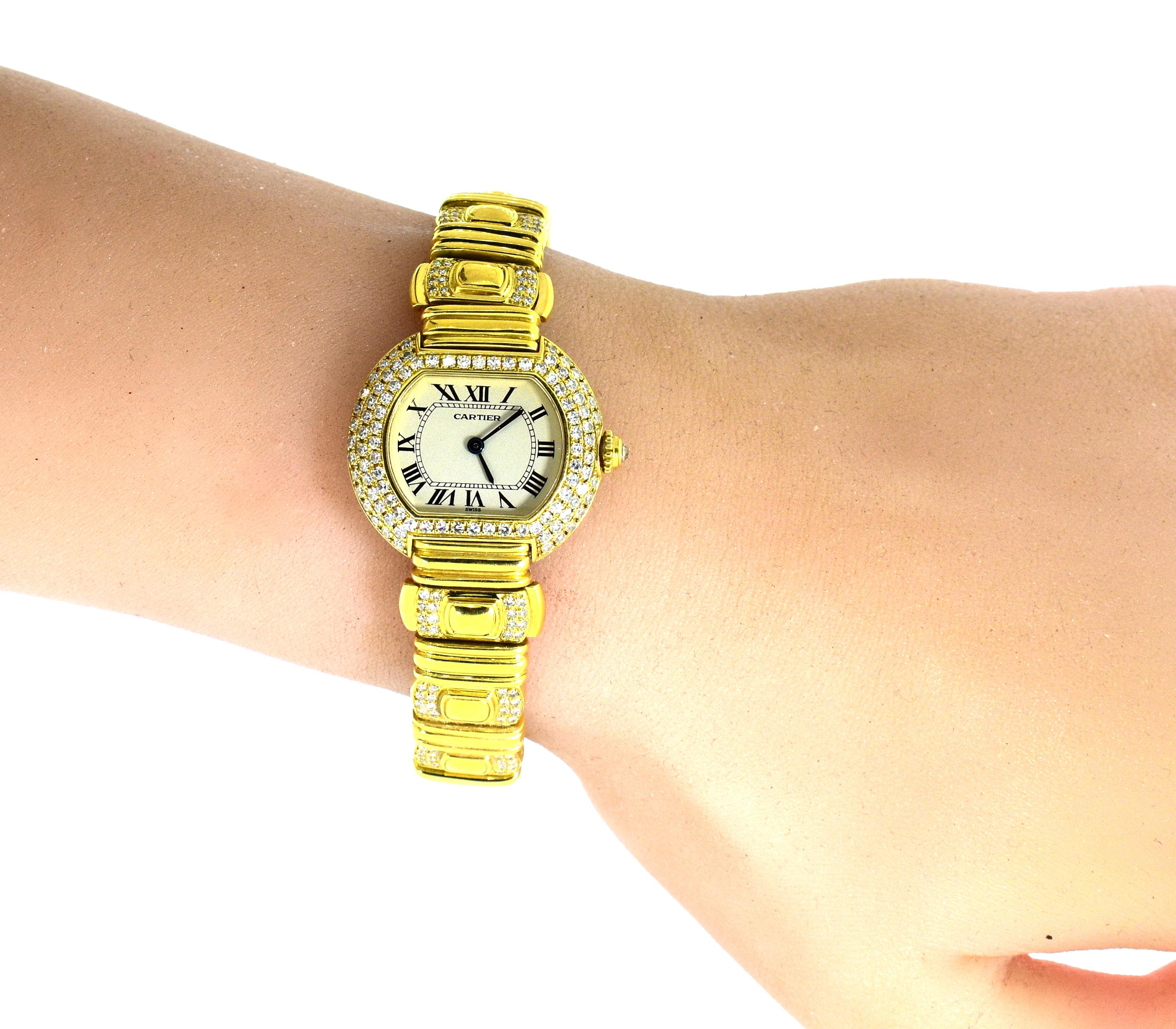 Cartier 18 Karat and Diamond Wristwatch or Bracelet 8
