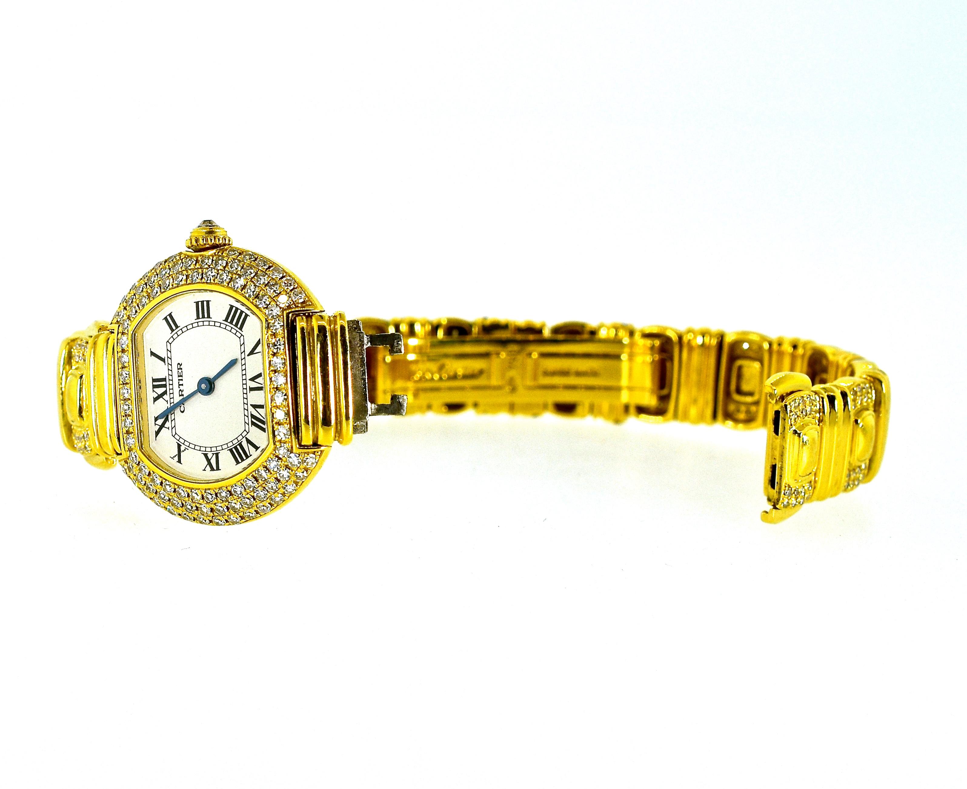 Cartier 18 Karat and Diamond Wristwatch or Bracelet In Excellent Condition In Aspen, CO