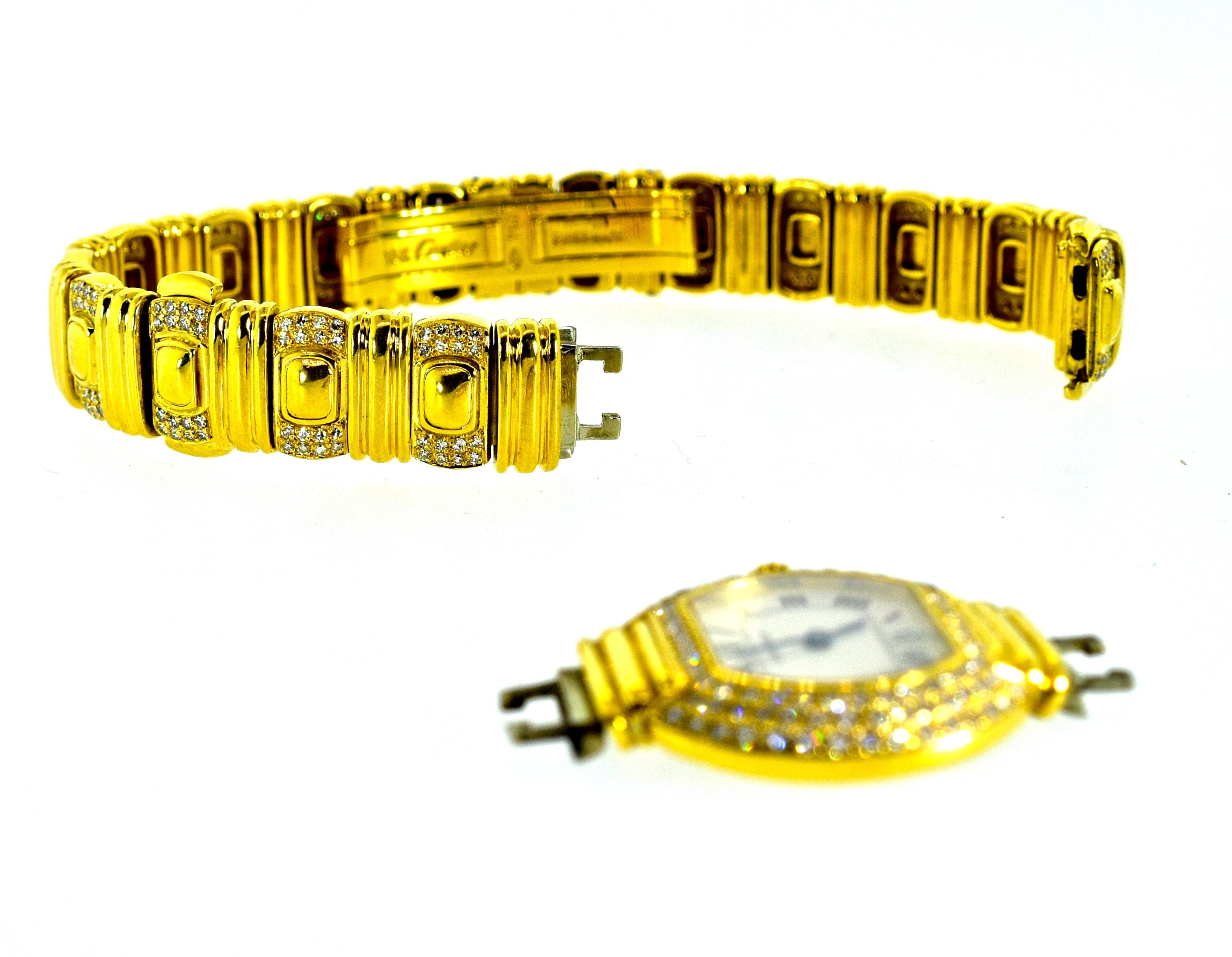 Women's or Men's Cartier 18 Karat and Diamond Wristwatch or Bracelet