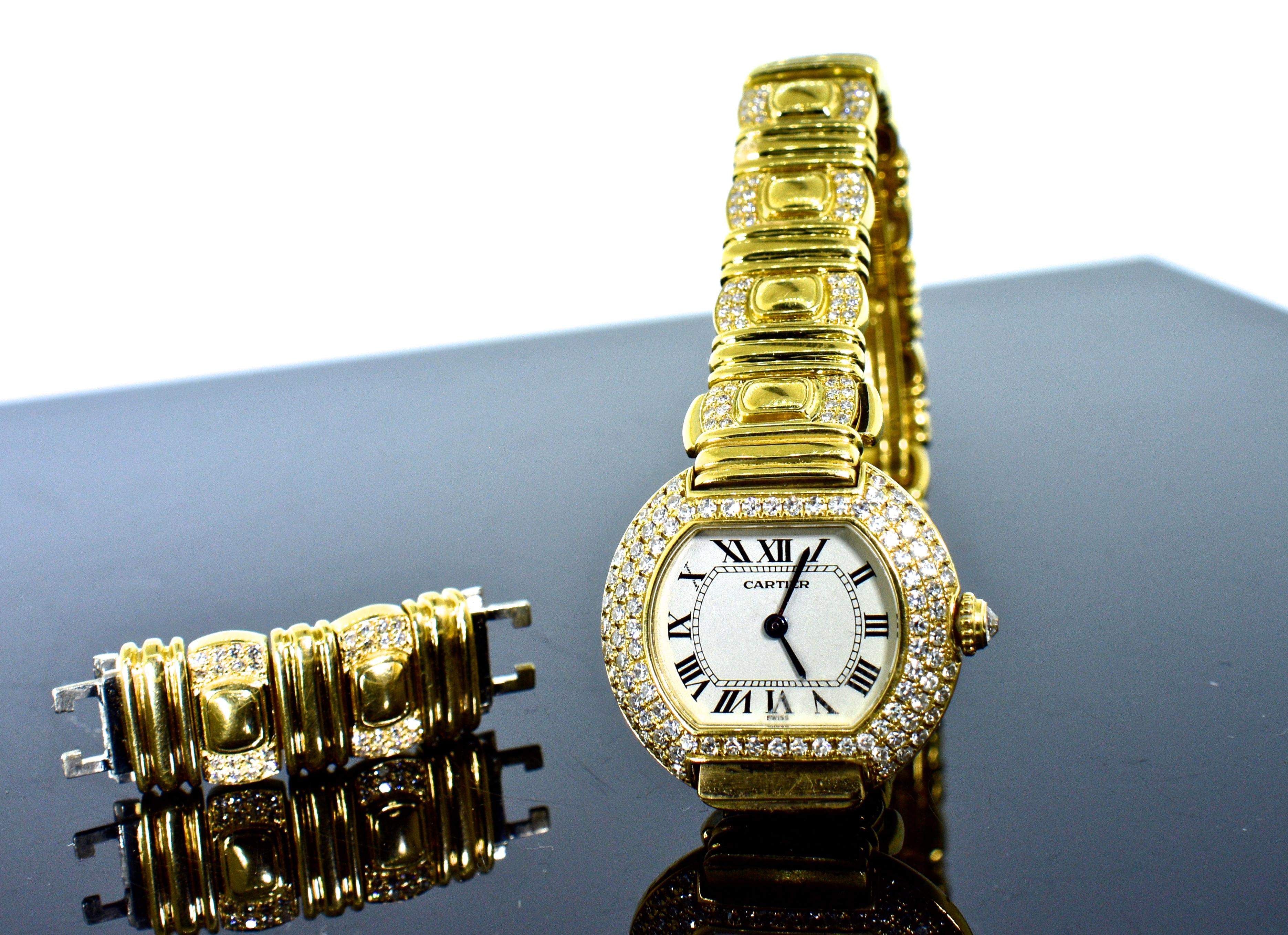 Cartier 18 Karat and Diamond Wristwatch or Bracelet 3