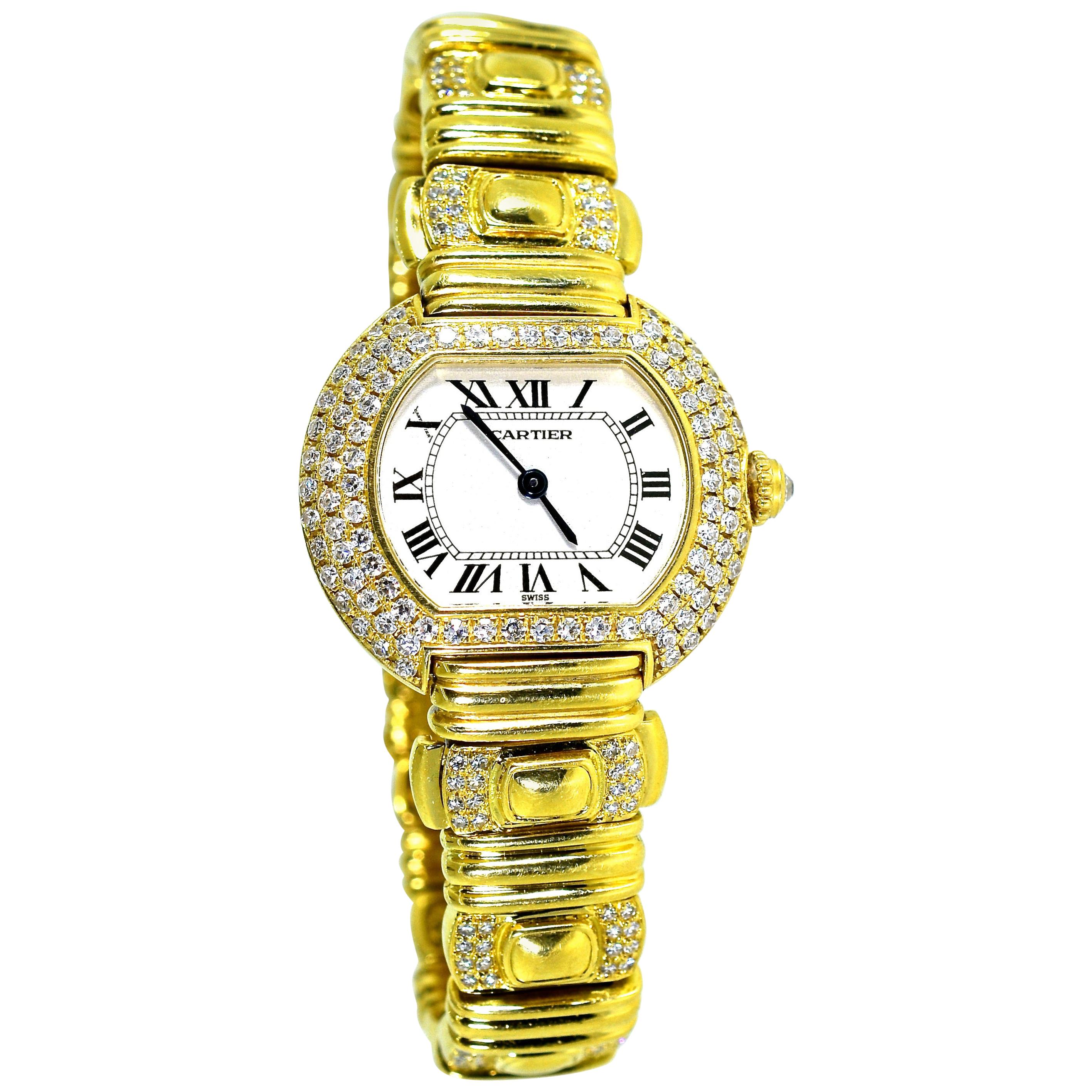 Cartier 18 Karat and Diamond Wristwatch or Bracelet