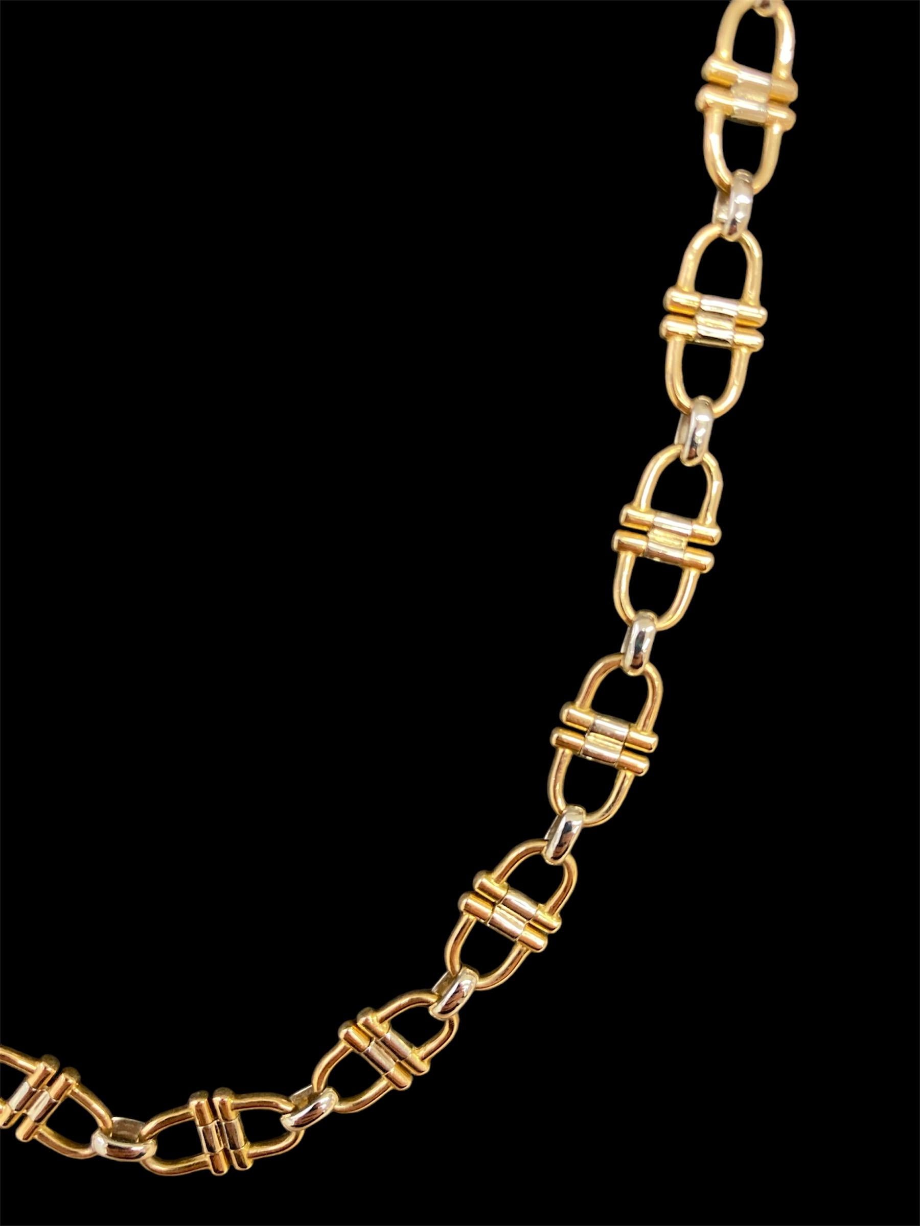 Modern Cartier 18K Bicolour Gold Equestrian Theme Necklace, 1970s