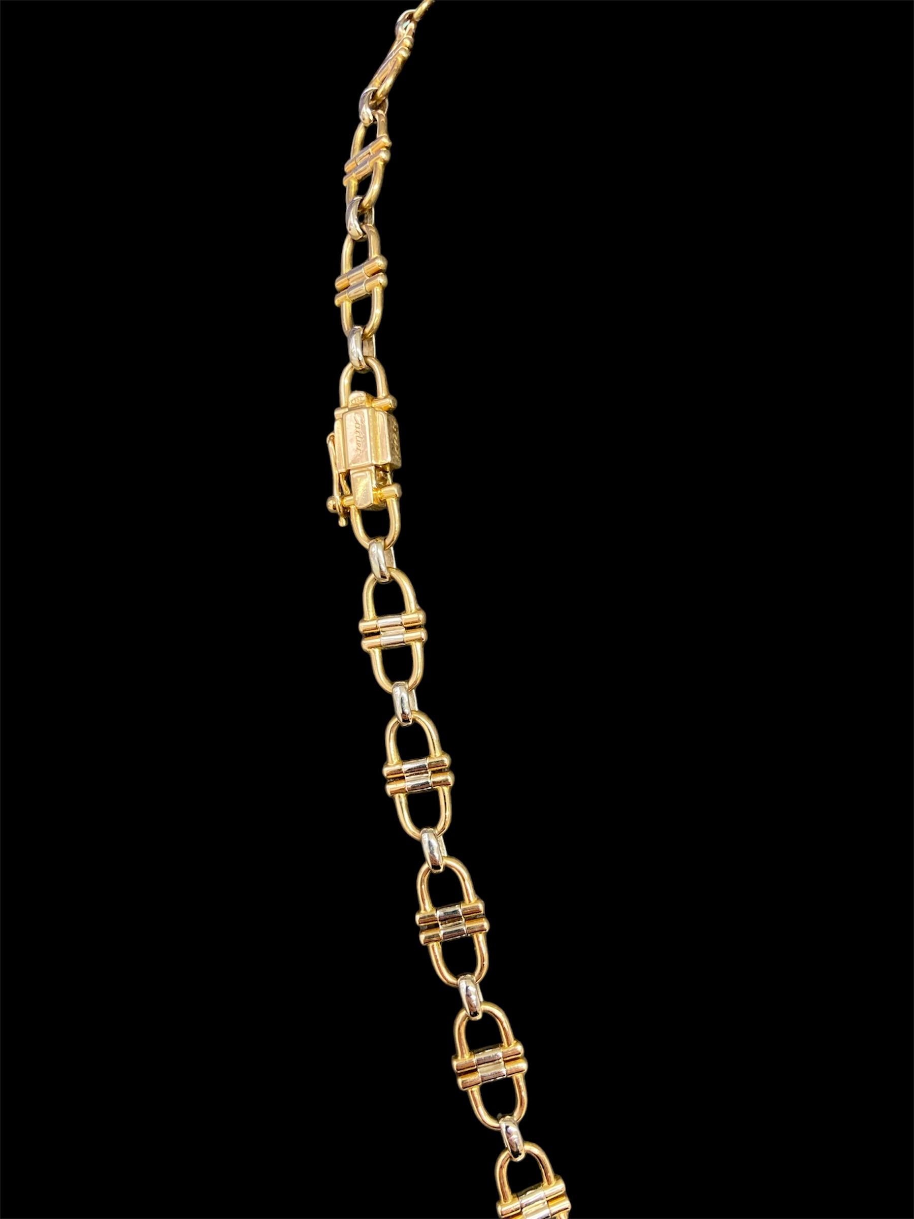 Cartier 18K Bicolour Gold Equestrian Theme Necklace, 1970s In Good Condition In Idar-Oberstein, DE