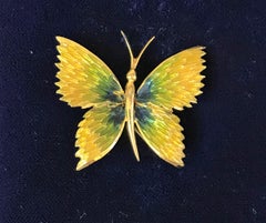 Cartier 18 Karat Enamel Butterfly Brooch