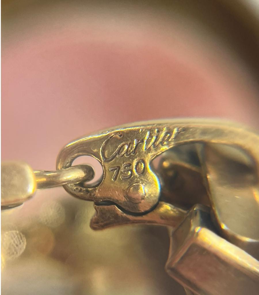 Cartier 18k Gold Agrafe Bracelet & Logo Charm For Sale 8