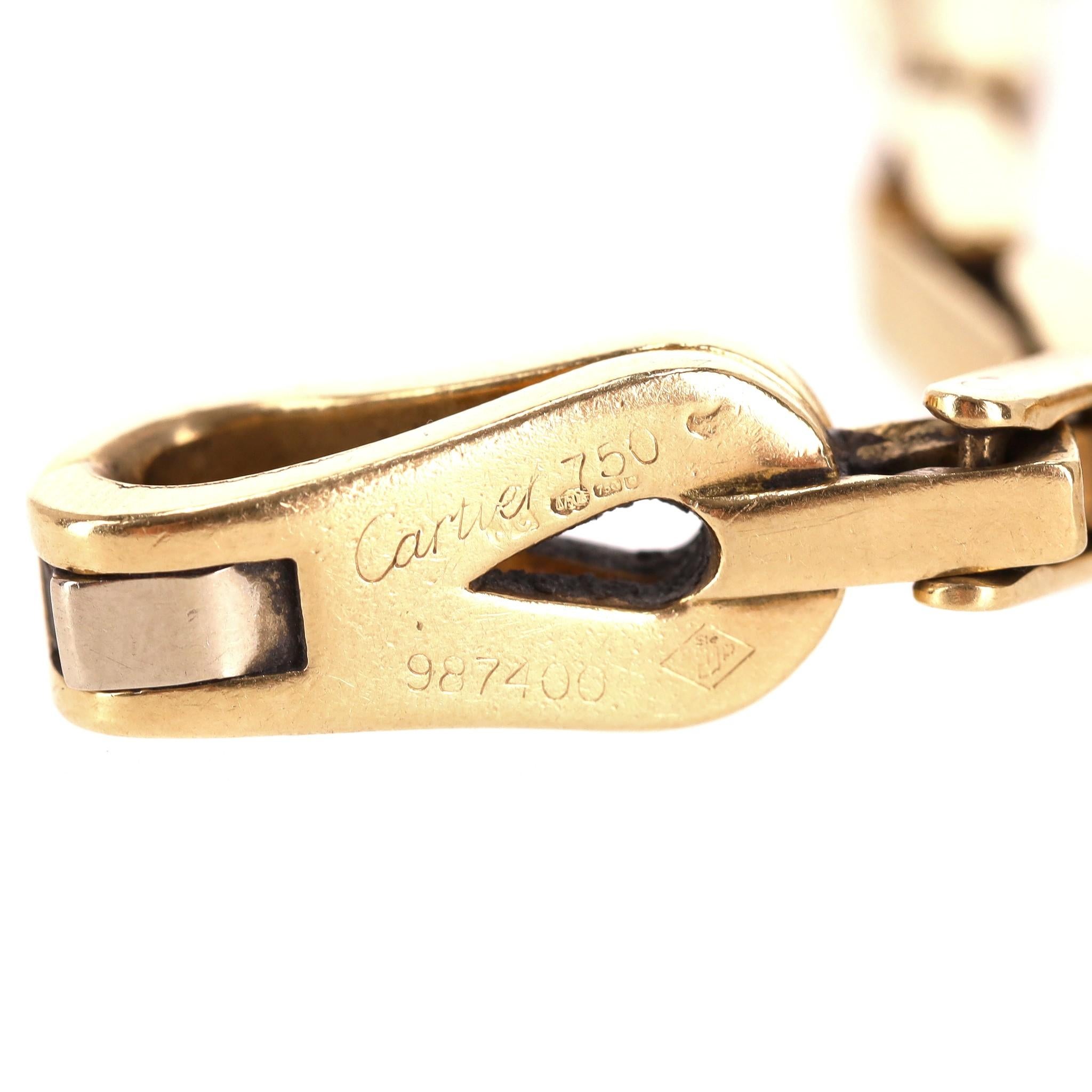 Cartier 18k Gold Agrafe Bracelet With Cartier Logo Charm For Sale 4