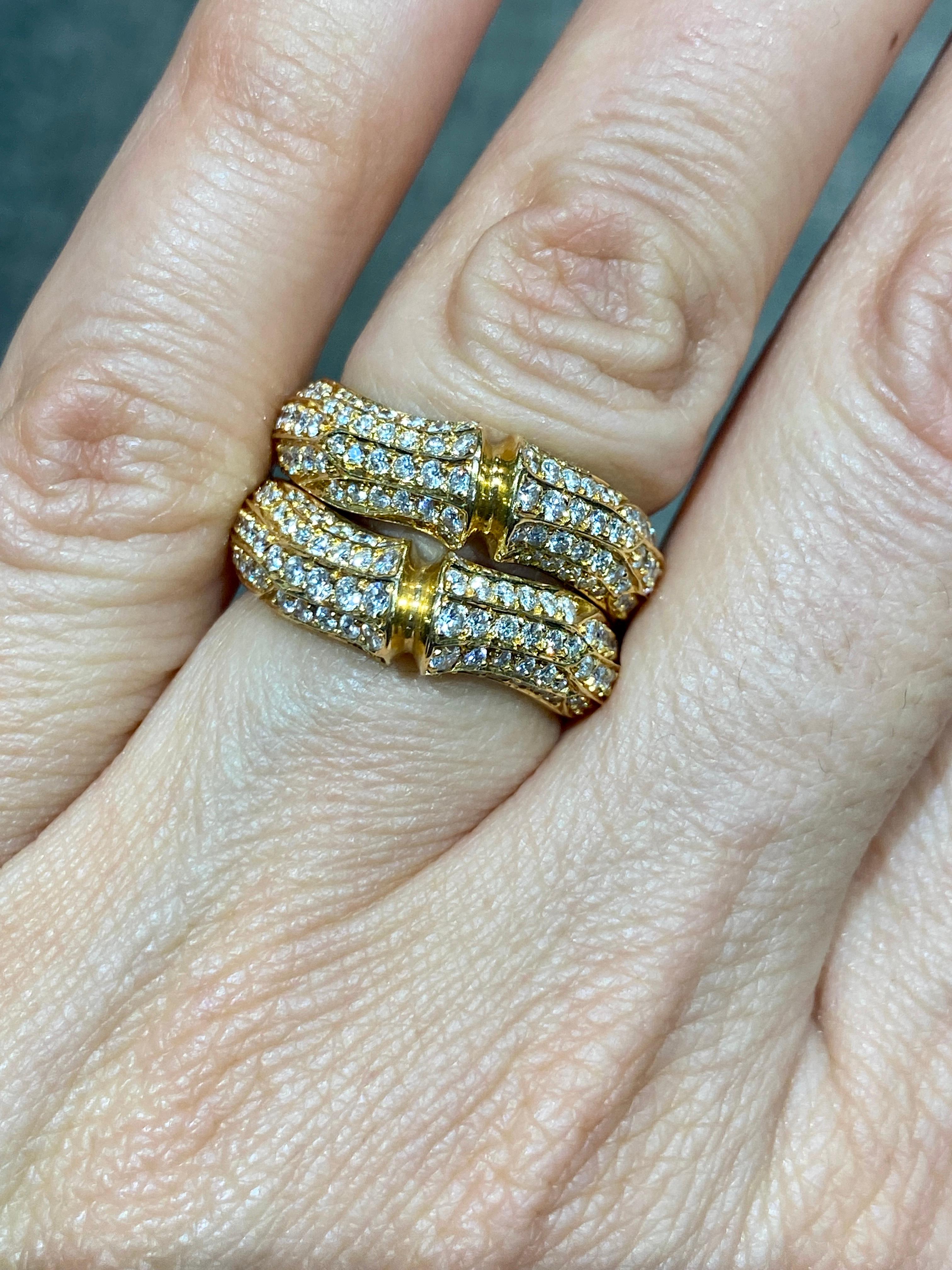 Cartier 18k gold and diamond bamboo ring In Good Condition In London, GB