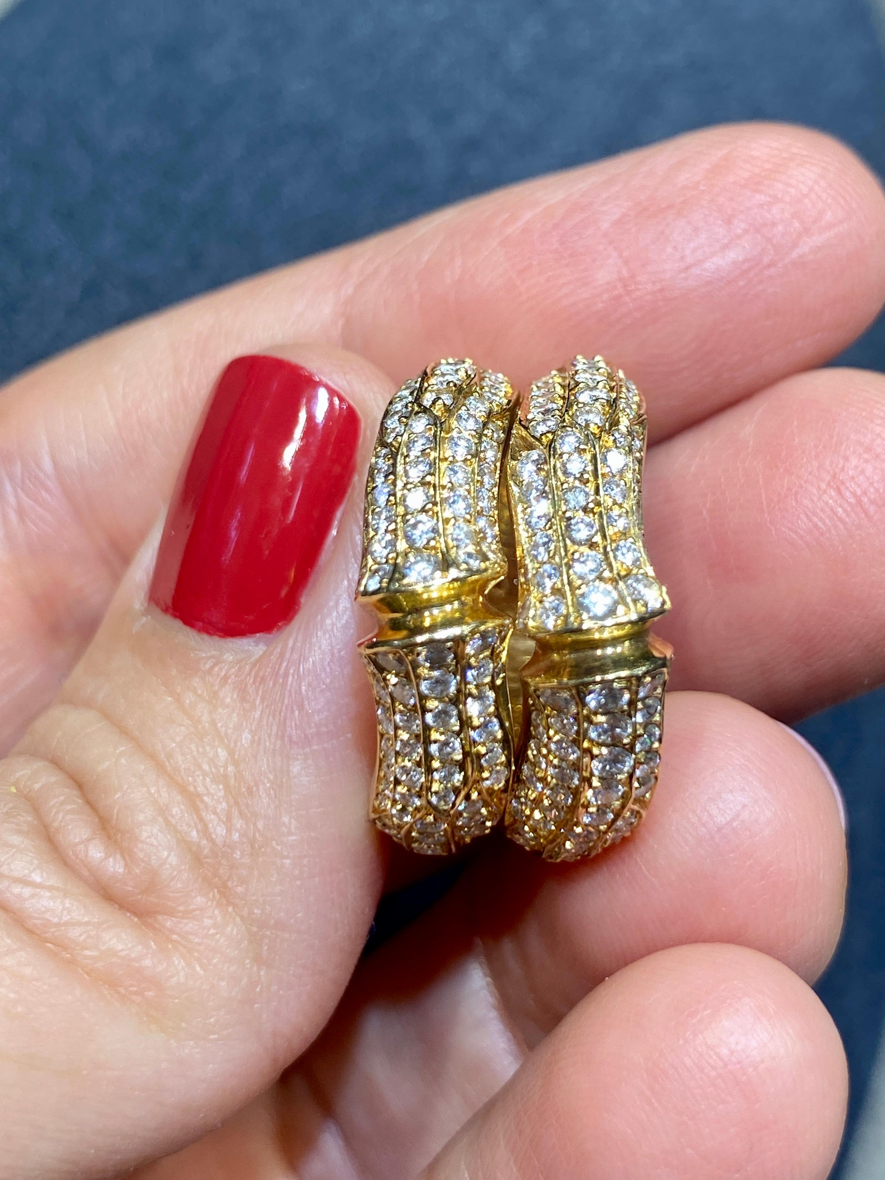 Women's or Men's Cartier 18k gold and diamond bamboo ring