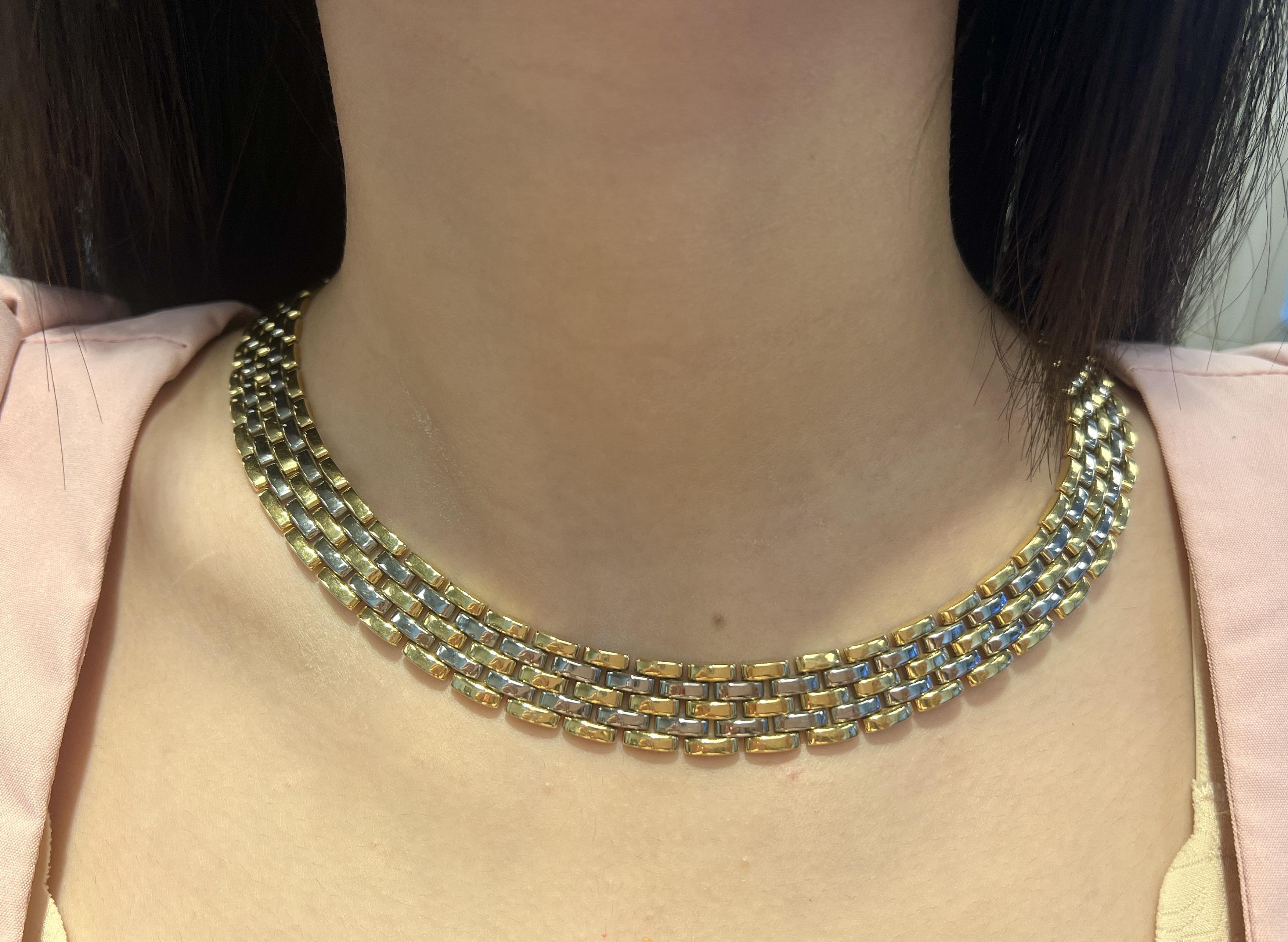 Collana a 5 fili in oro e acciaio Cartier 18k in vendita 1