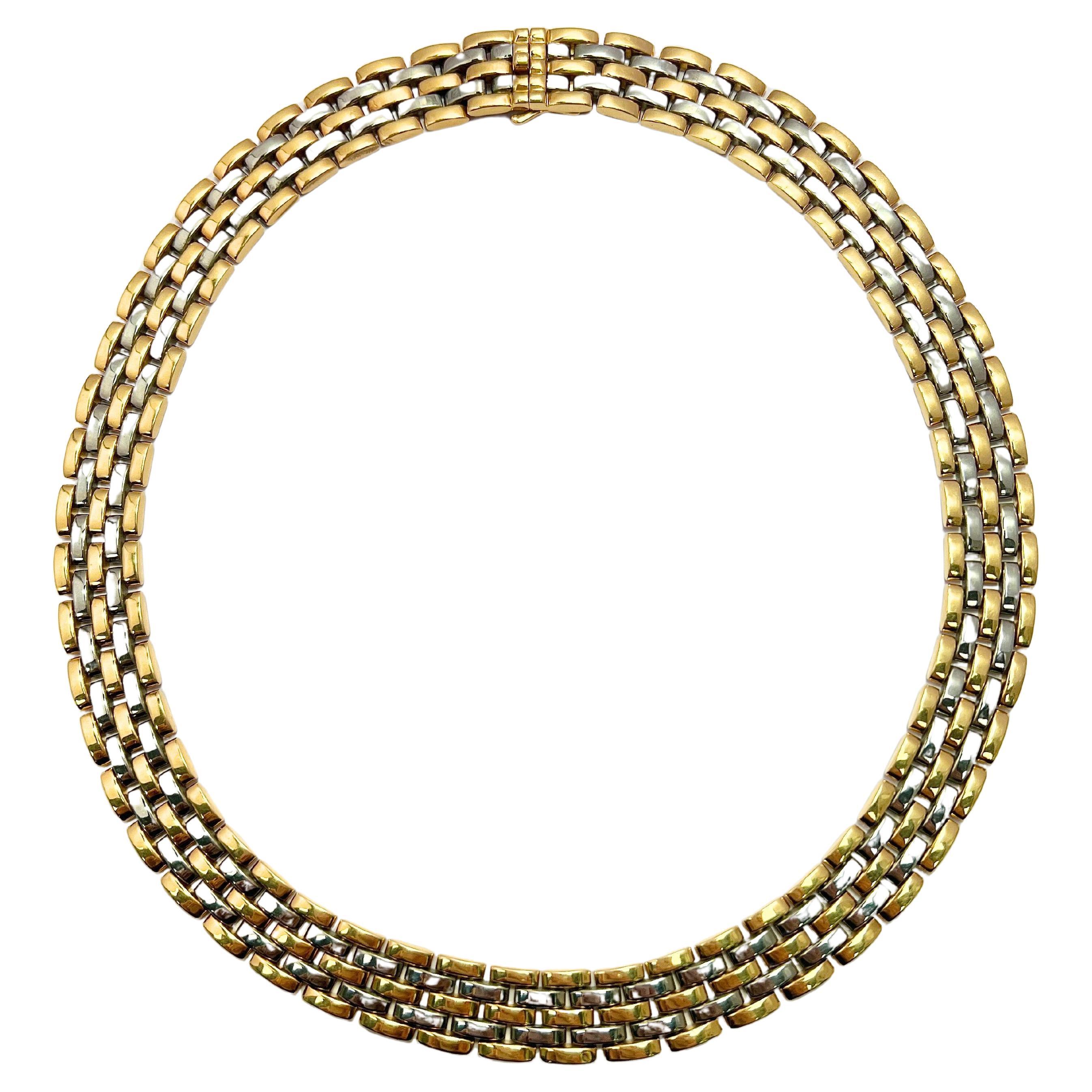 Collana a 5 fili in oro e acciaio Cartier 18k in vendita