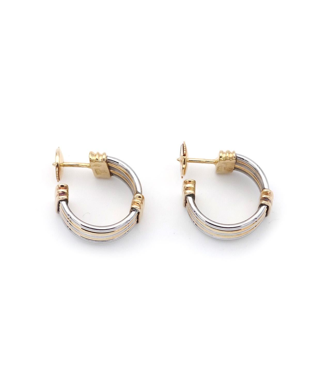 Boucles d'oreilles Cartier en or 18 carats et acier signées et numérotées des années 80. en vente 7