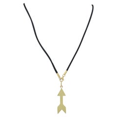 Cartier 18k Gold Arrow Pendant Black Silk Cord Necklace