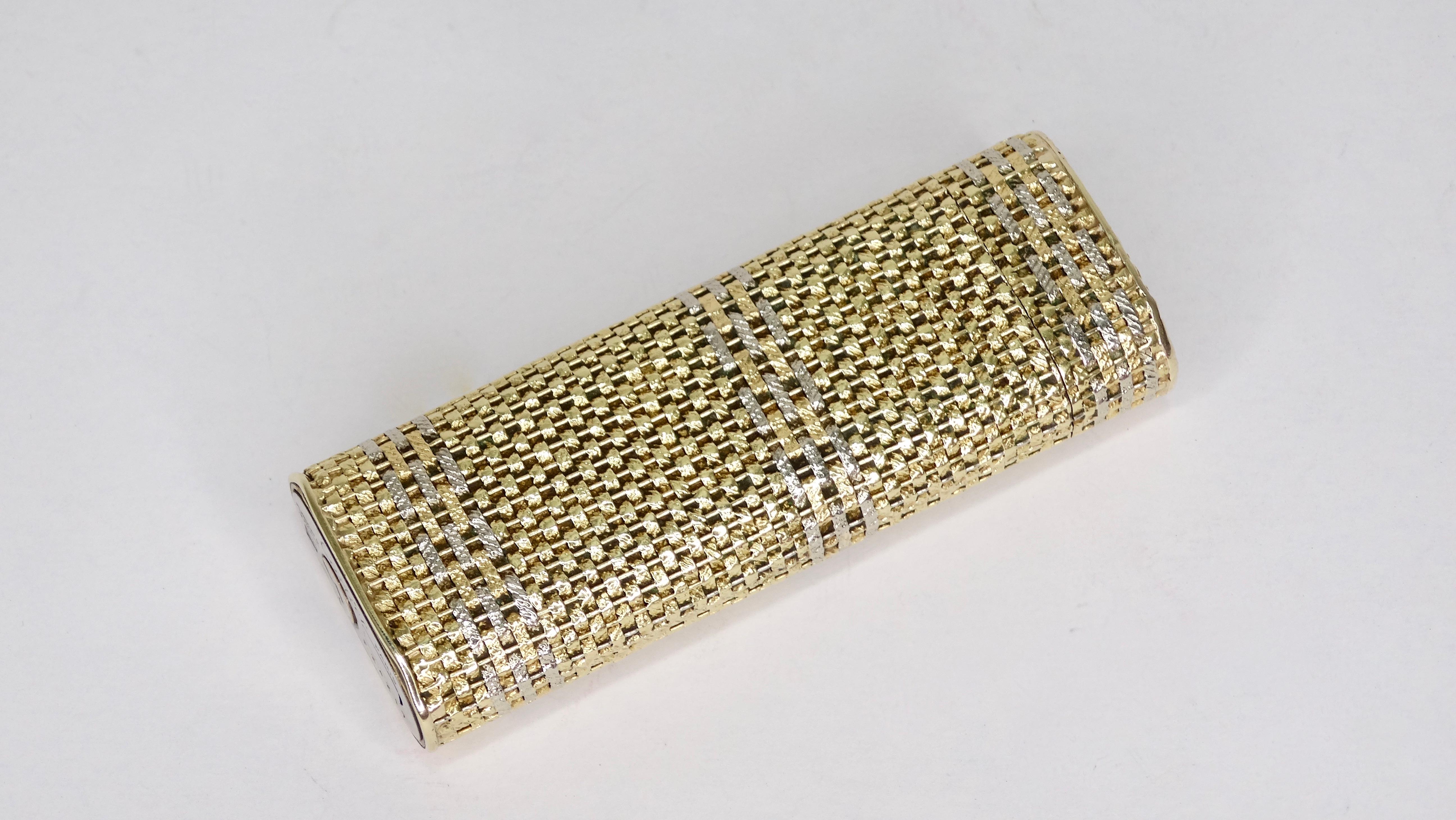 Cartier 18K Gold Basket Weave Lighter In Good Condition In Scottsdale, AZ