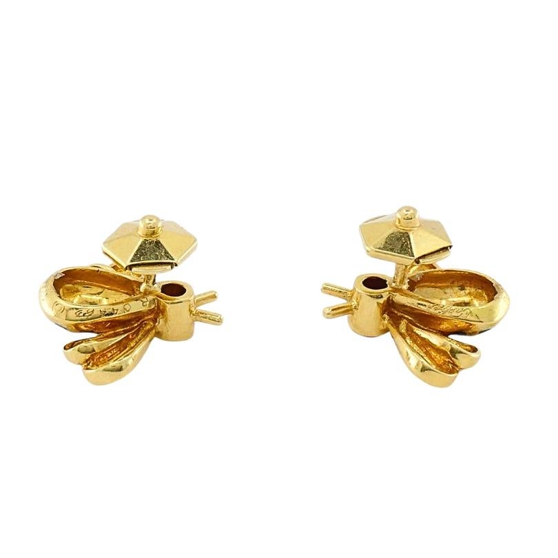 da uomo o donna Cartier Orecchini a forma di ape in oro 18k con accenti di diamante e rubino in vendita