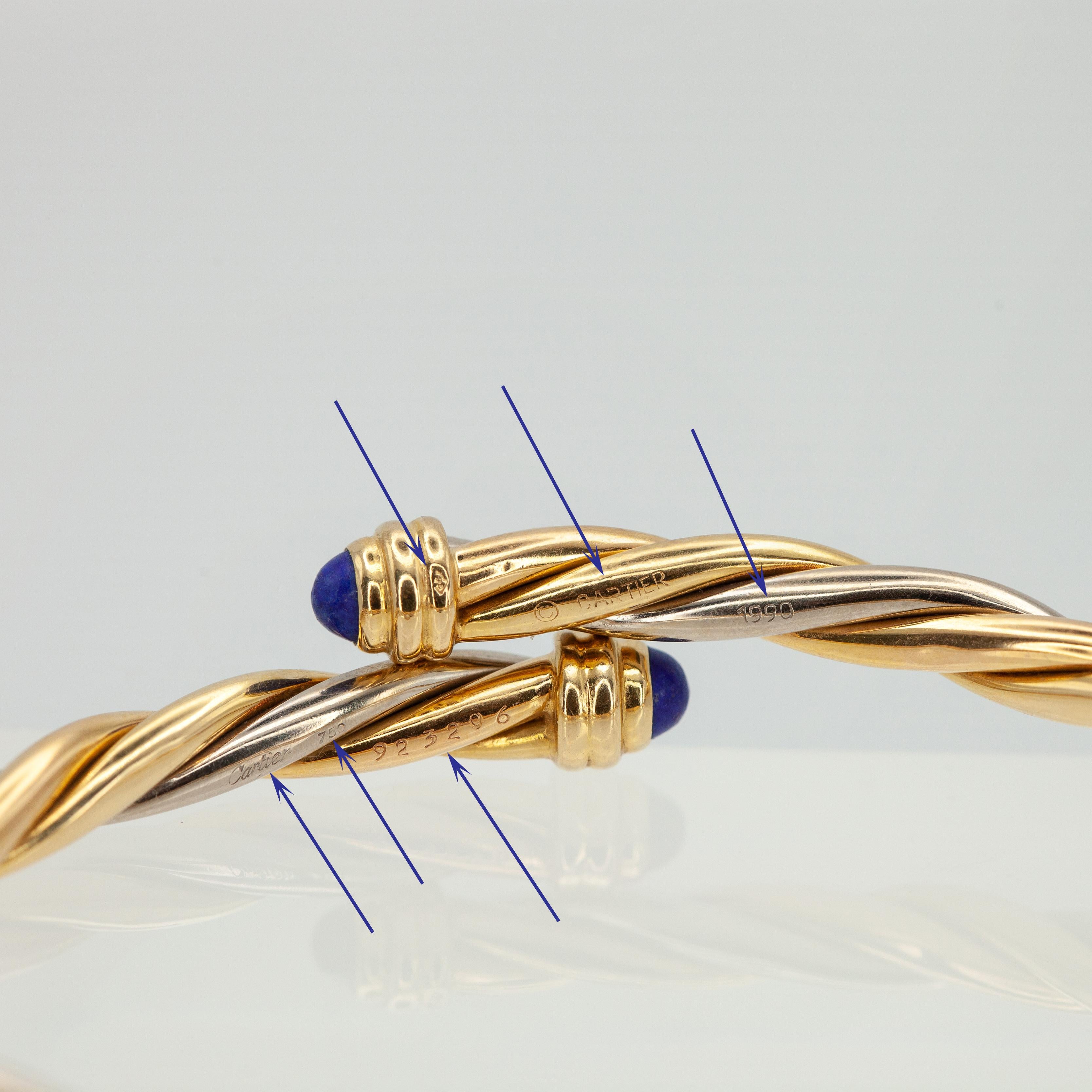 Bracelet Torque en or 18K avec cabochon de Lapis Lazuli de Cartier en vente 4