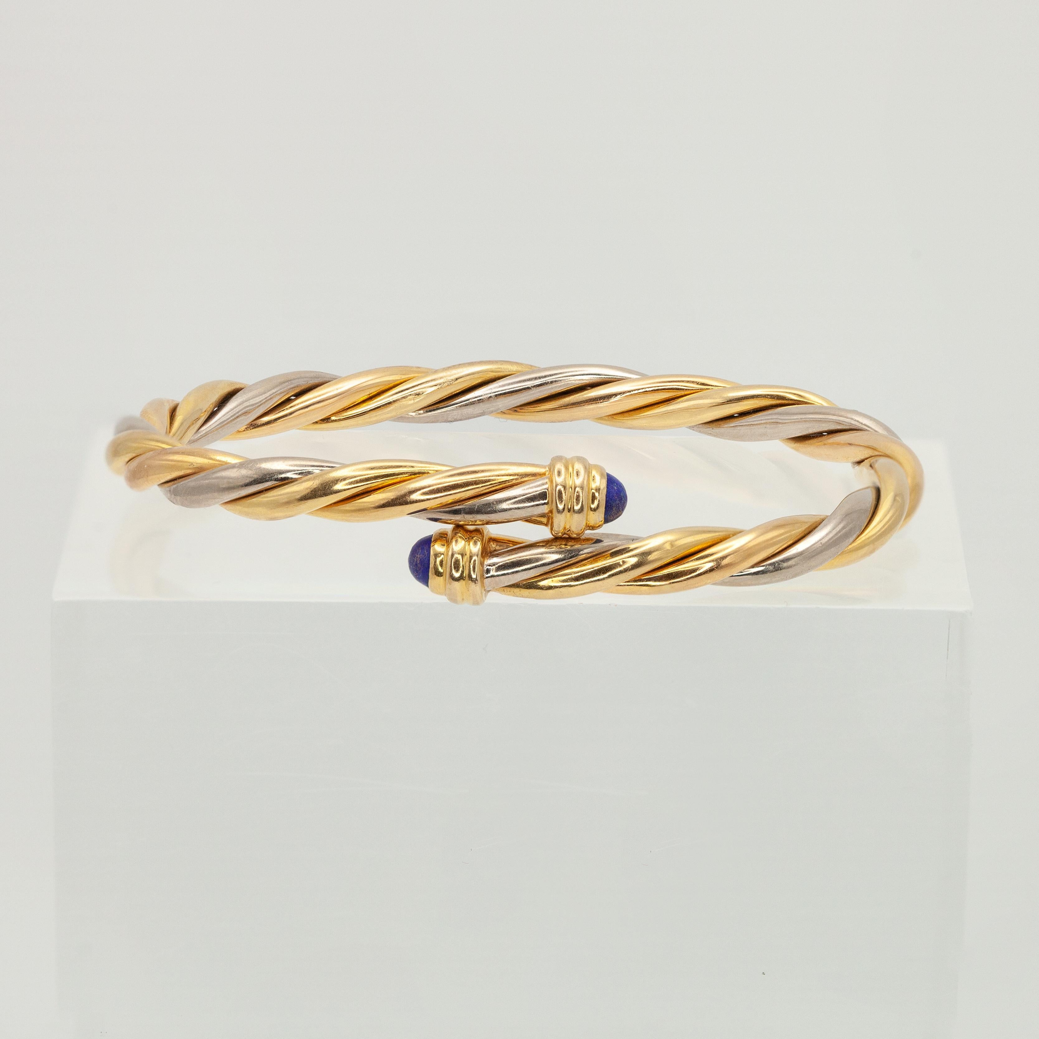 Bracelet Torque en or 18K avec cabochon de Lapis Lazuli de Cartier en vente 1
