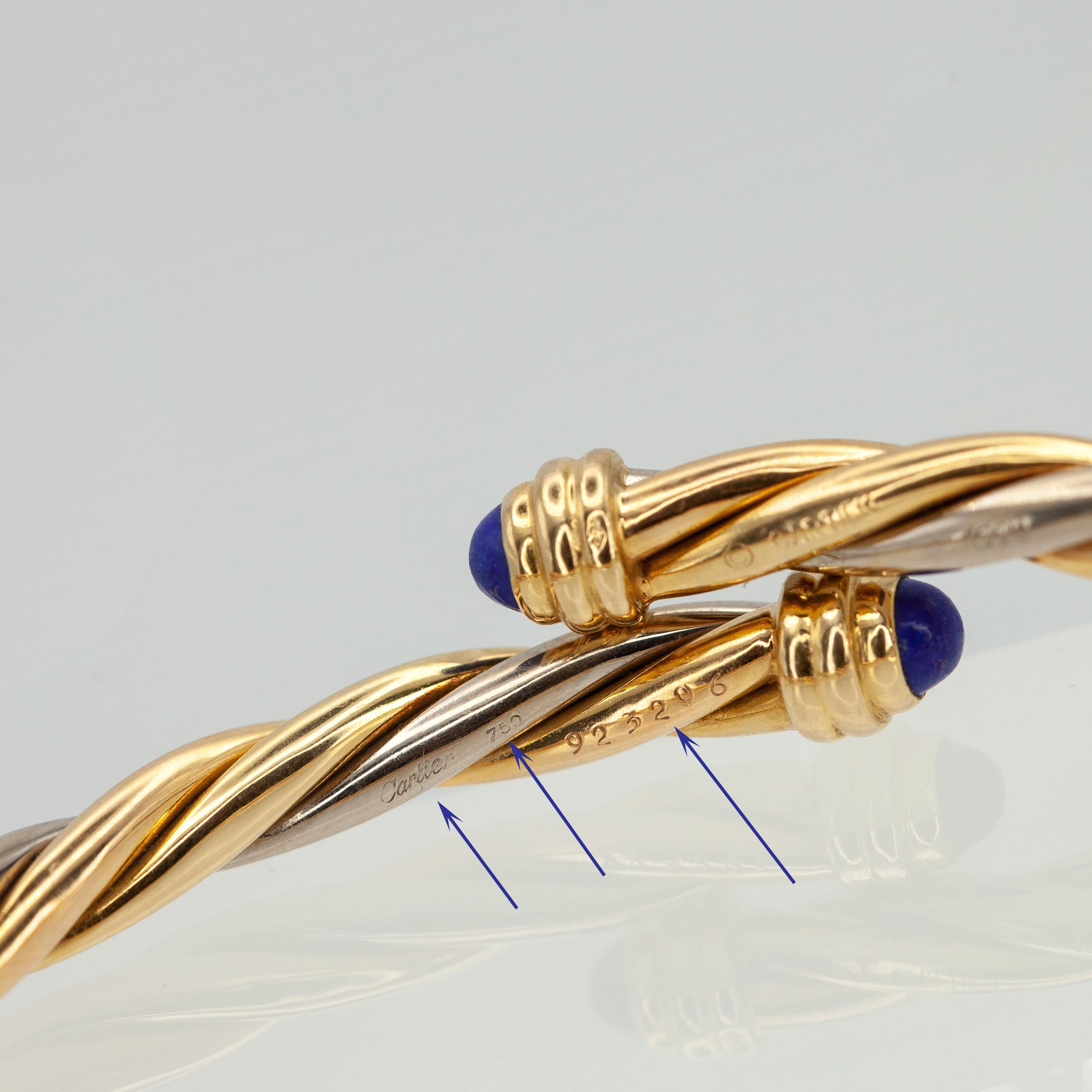 Bracelet Torque en or 18K avec cabochon de Lapis Lazuli de Cartier en vente 3