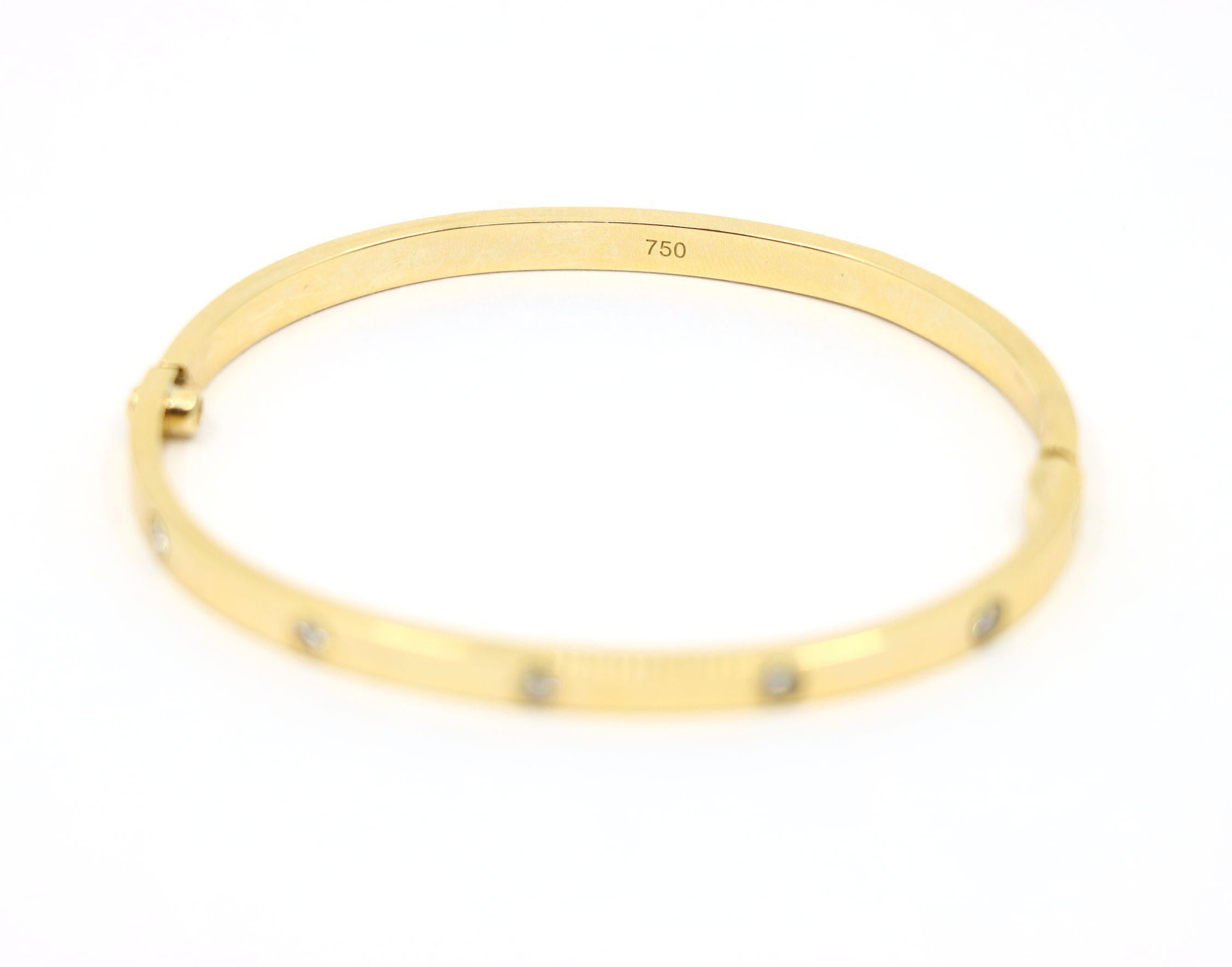 Cartier 18K Gold Classic LOVE Diamond Bracelet - 10 Diamonds For Sale 8