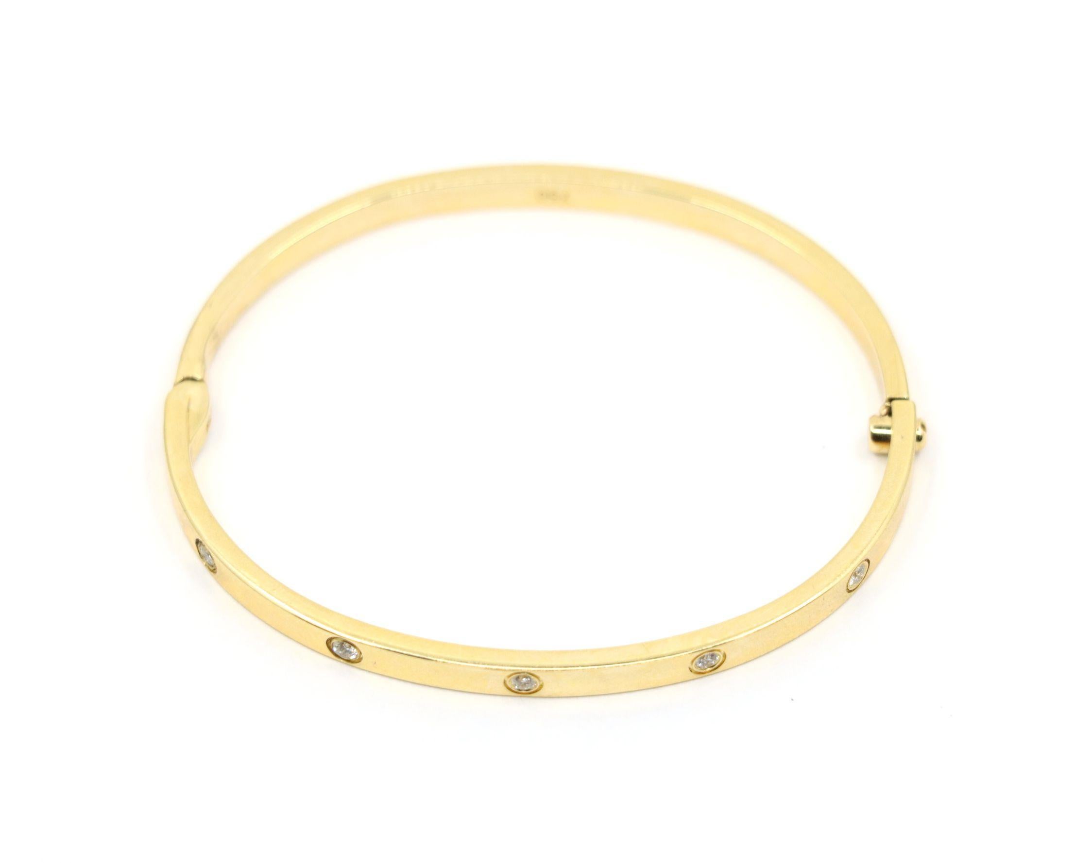 Cartier 18K Gold Classic LOVE Diamond Bracelet - 10 Diamonds For Sale 1