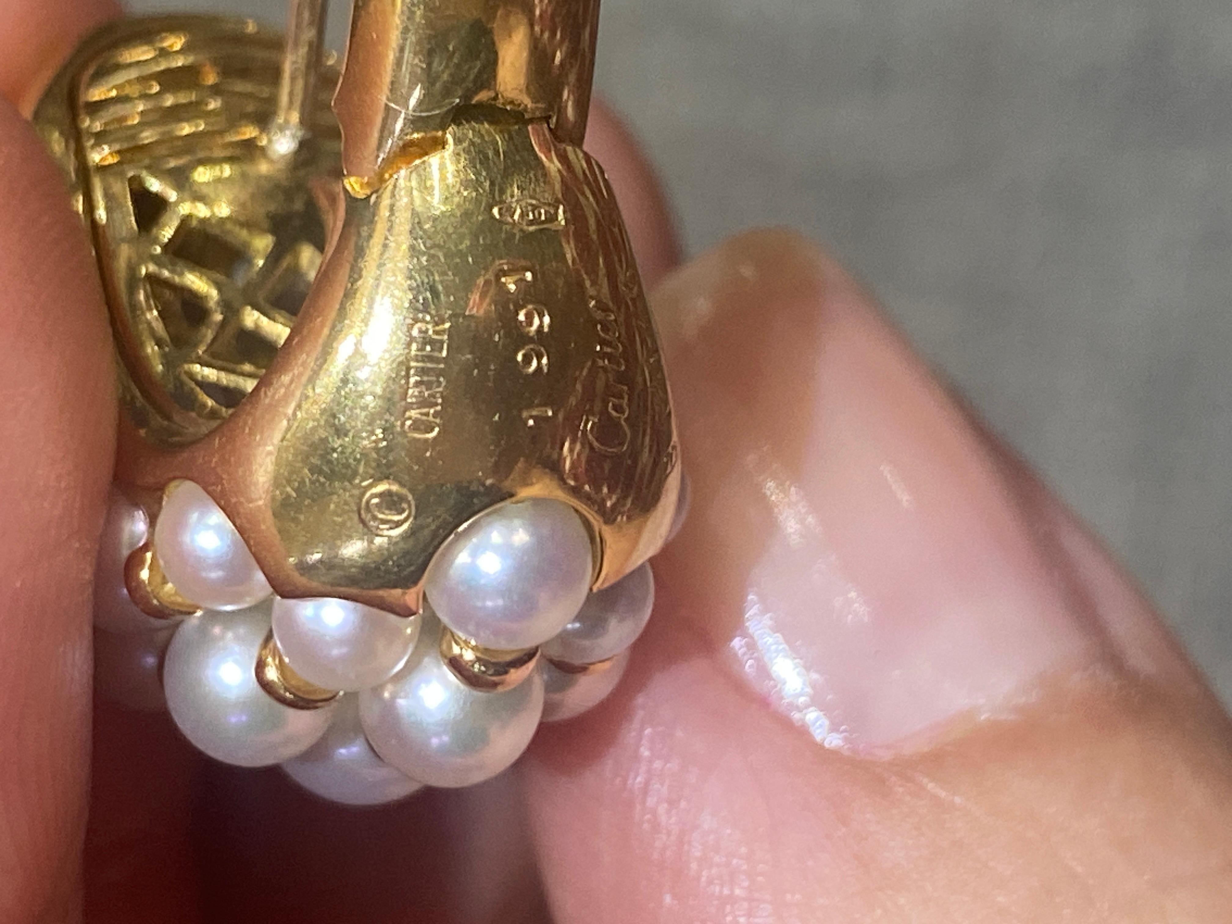 Cartier 18k gold, diamond and pearl earrings 1
